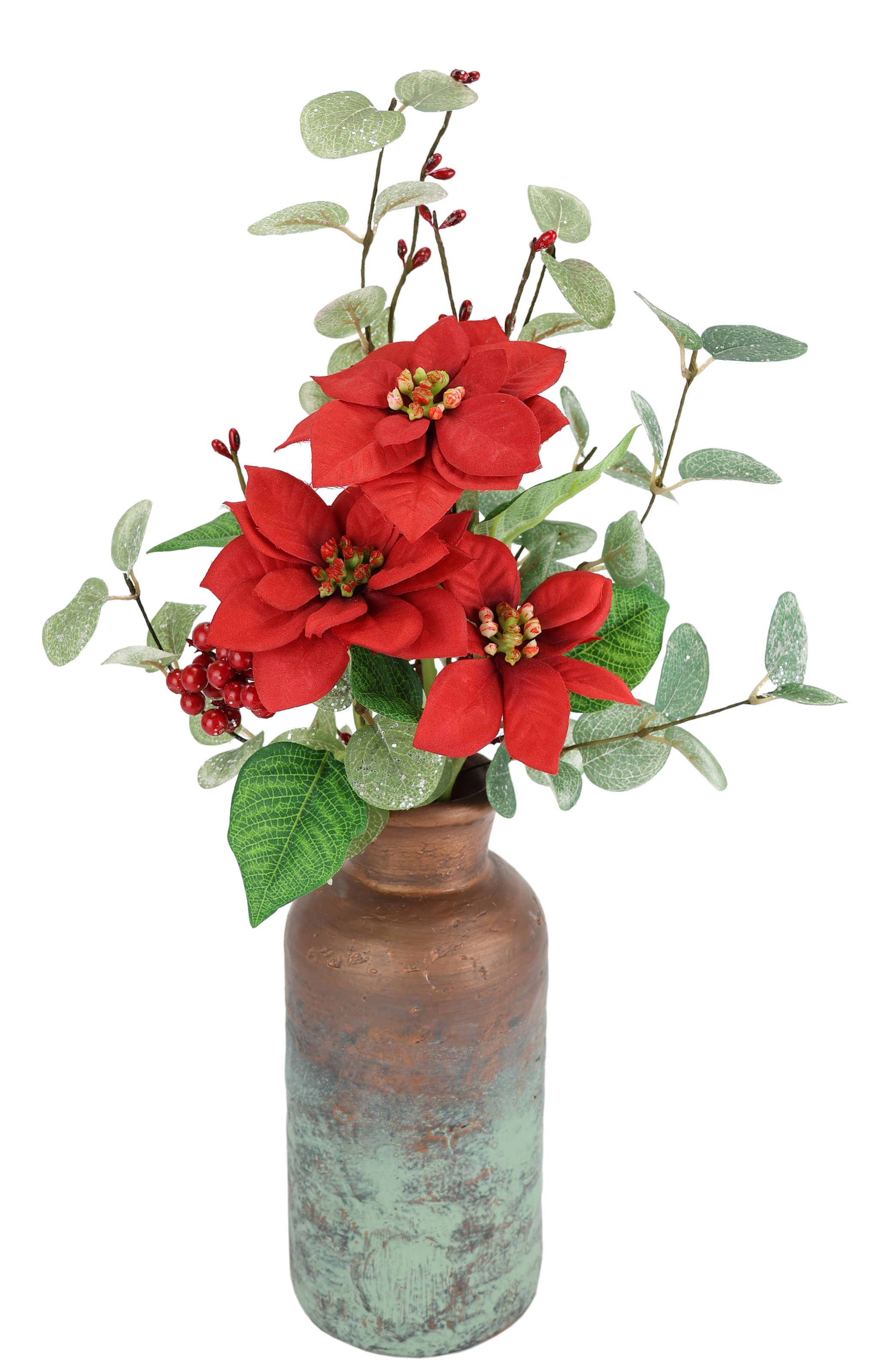 Winterliche Kunstpflanze »Gesteck mit Poinsettia in Keramikvase, mit...