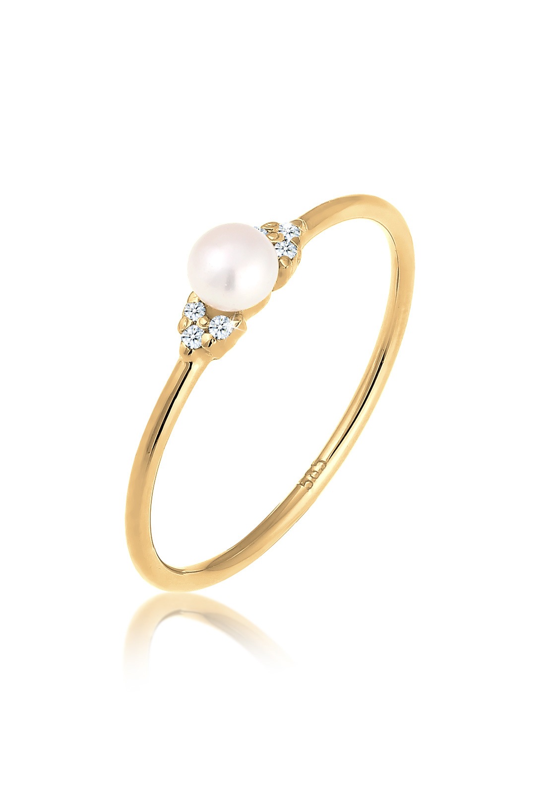 Diamore Diamantring »Verlobung Perle Diamant (0.03 ct.) 585 Gelbgold«