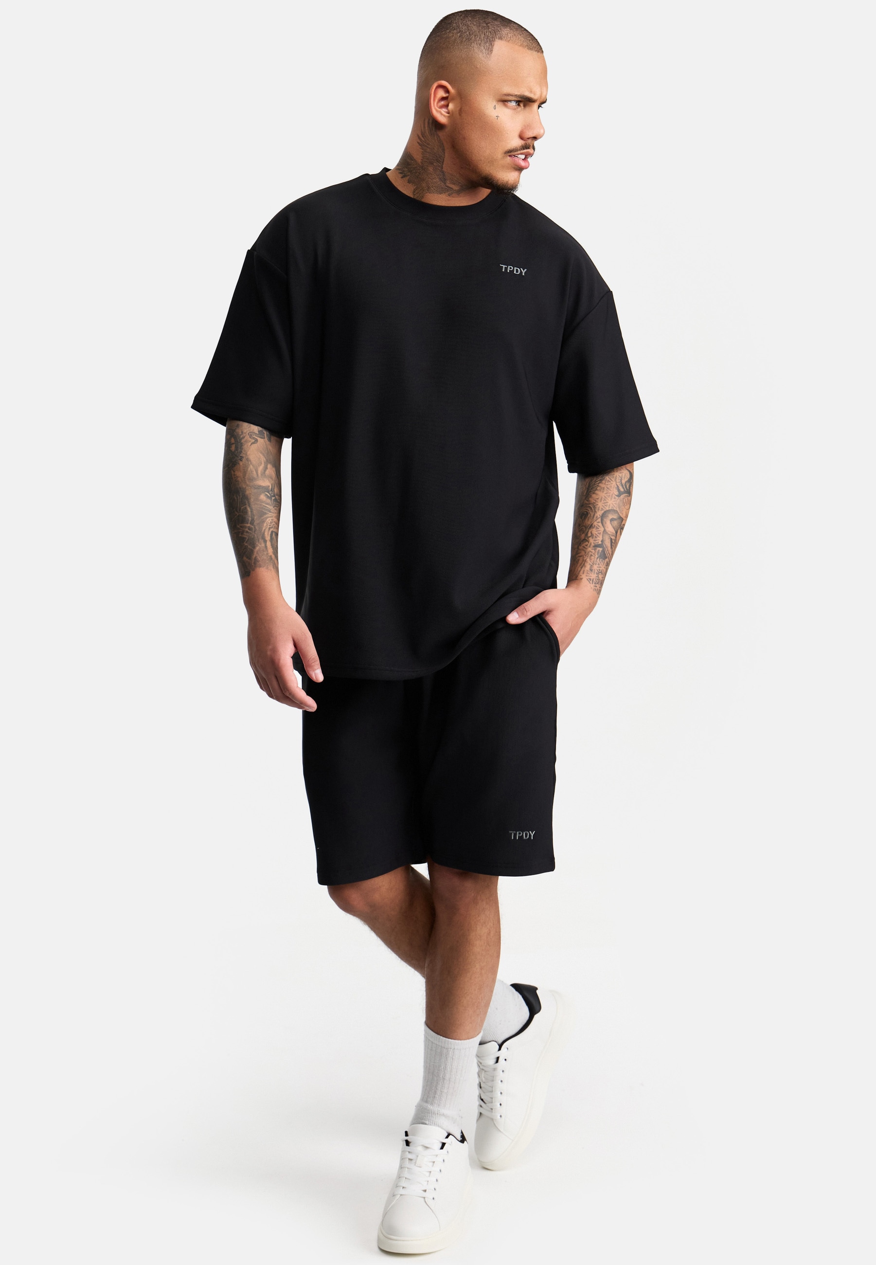 trueprodigy Shorts »Samuel Rippstrucktur Stickerei Eingrifftaschen«