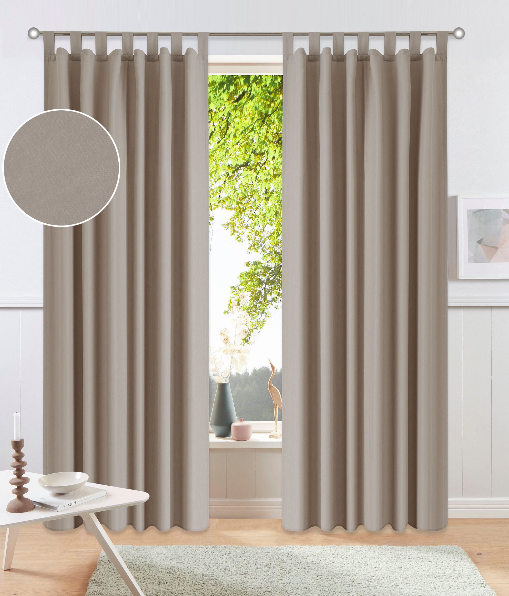OTTO home Vorhang »Parry« Schlaufen 2 Stk. tlg. 2-er Set, blickdicht, monochrom, basic