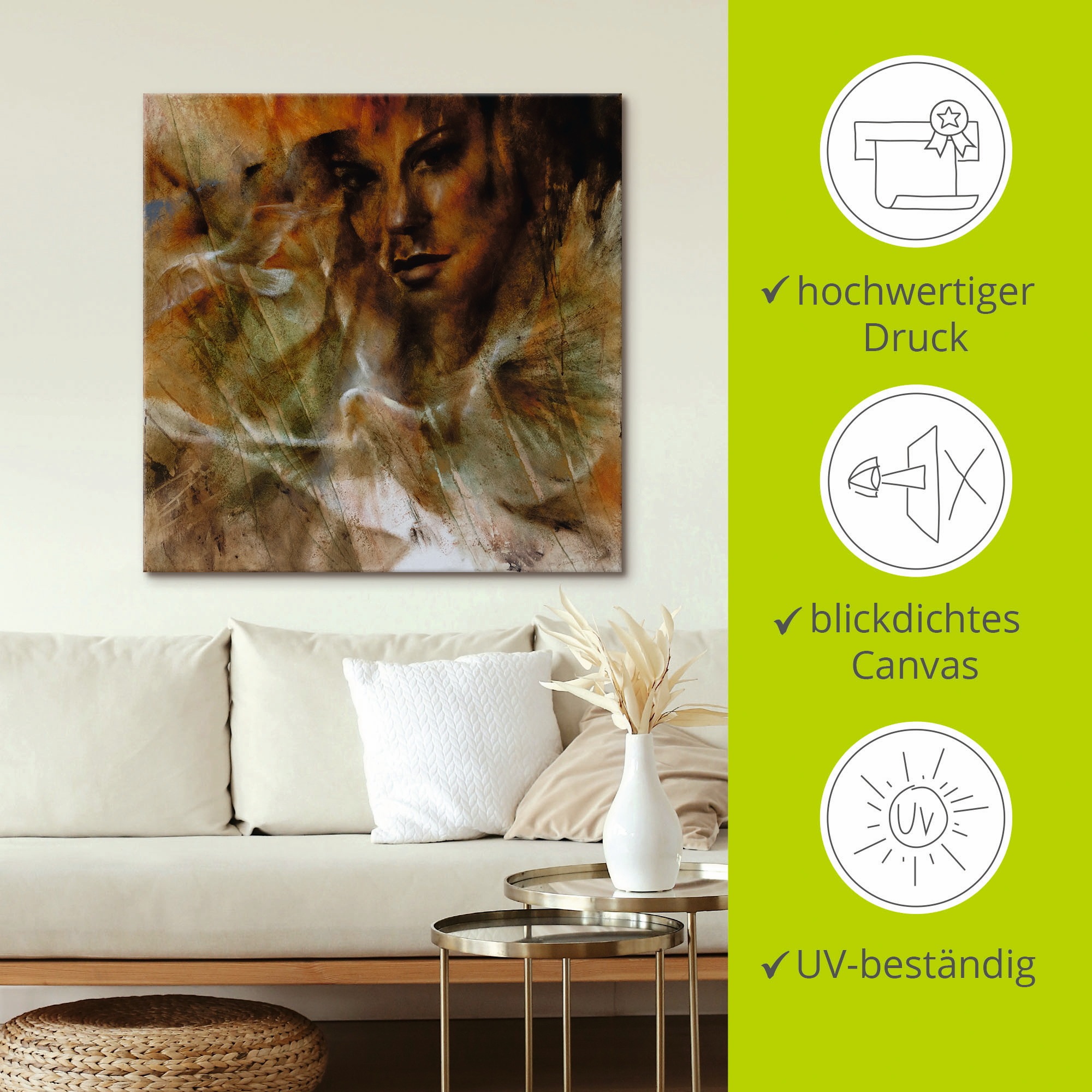 Artland Wandbild »Taube, Möwe und Jana«, klassische Fantasie, (1 St.), als Leinwandbild, Poster in verschied. Größen
