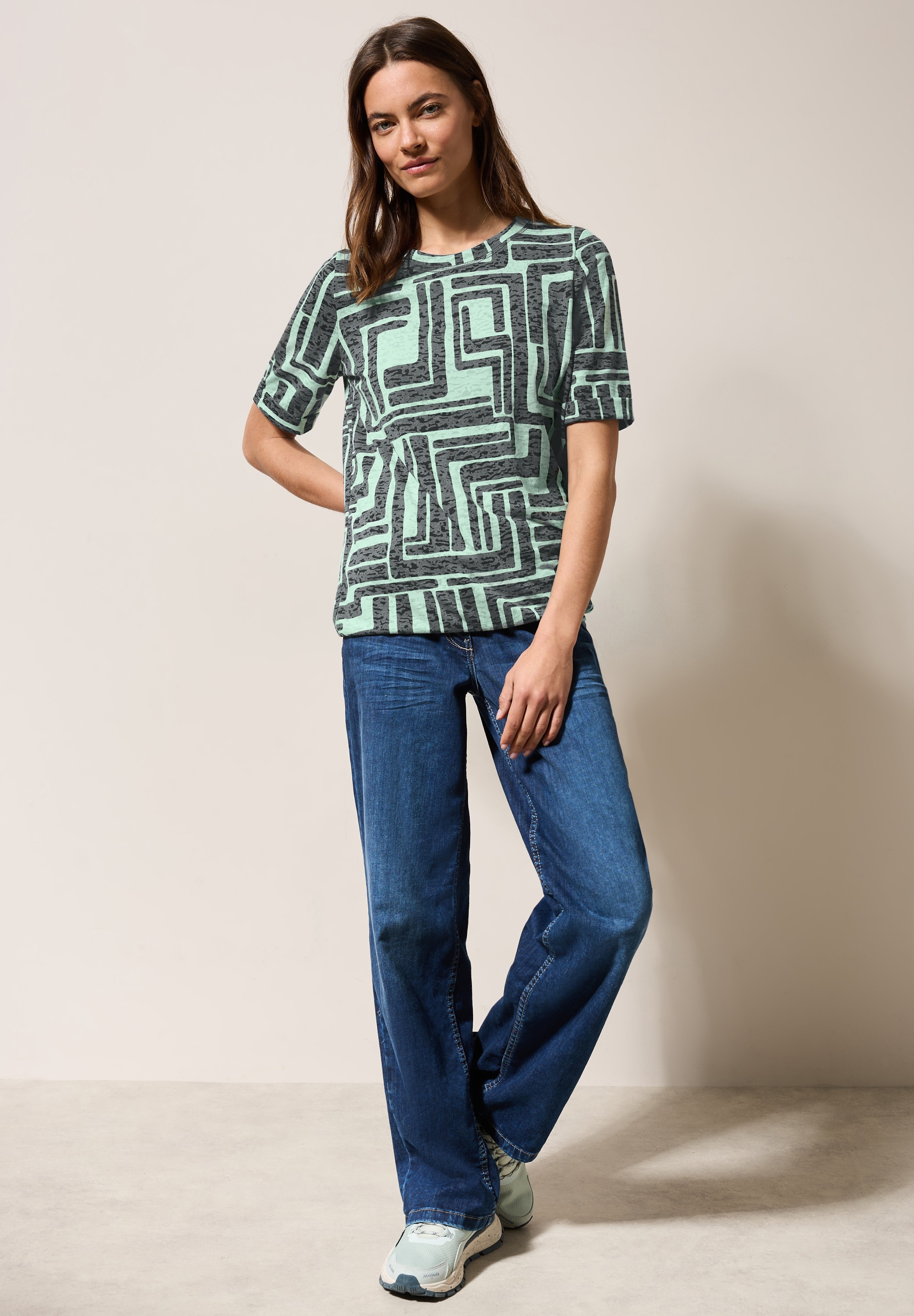 Cecil T-Shirt, in Ausbrenner-Optik, gemustert