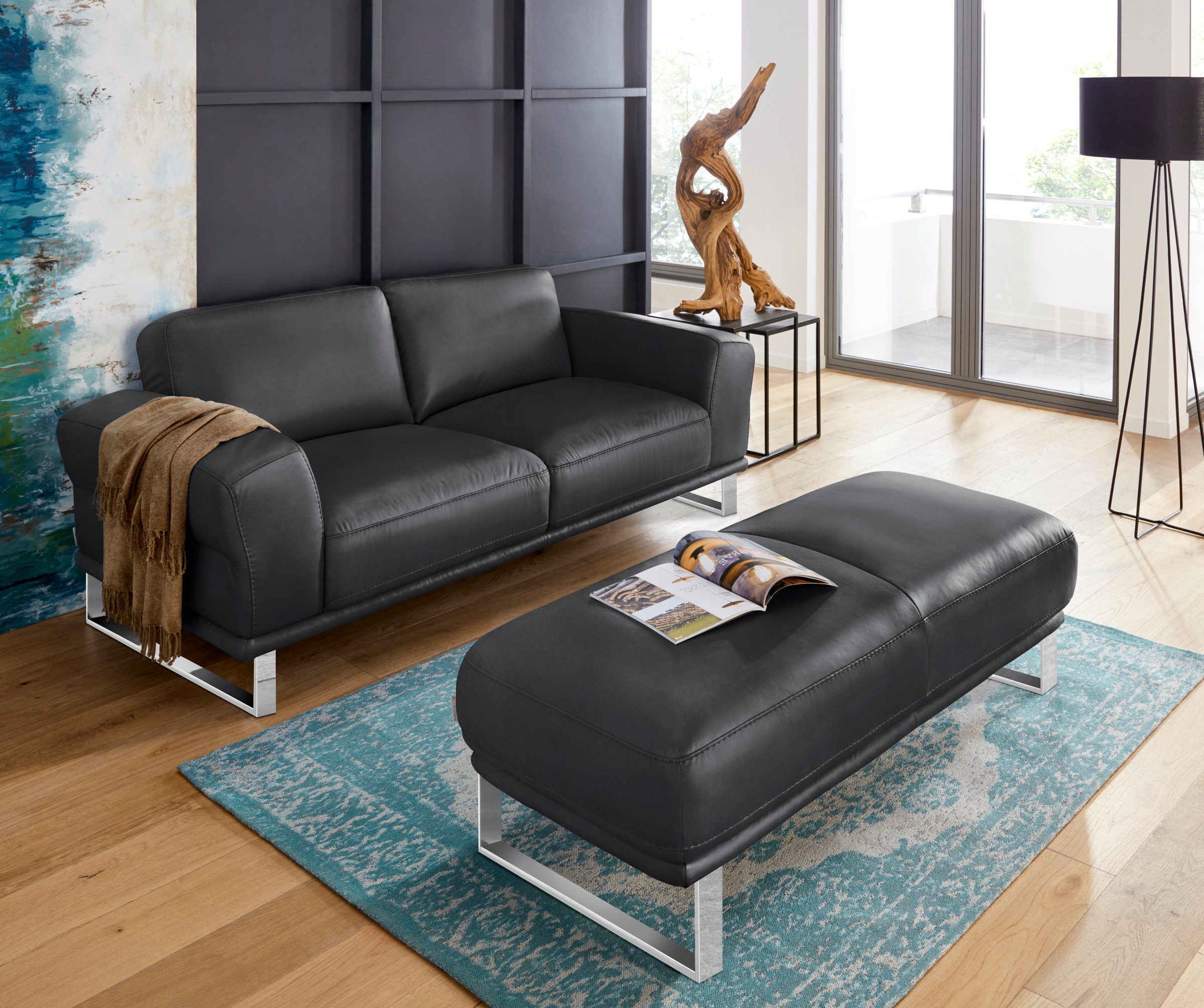 W.SCHILLIG Hocker »montanaa«, mit Metallkufen in Chrom glänzend, Breite 141 cm