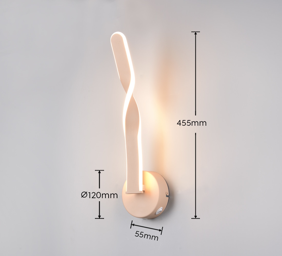 REALITY Leuchten LED Wandleuchte »GINKO, LED Wandlampe mit Schalter, 11W 1250 Lumen 3000K warmweiß« LED-Board 1 Stk. Warmweiß On/Off Kippschalter, elegant geschwungene LED Elemente Höhe 45,5cm