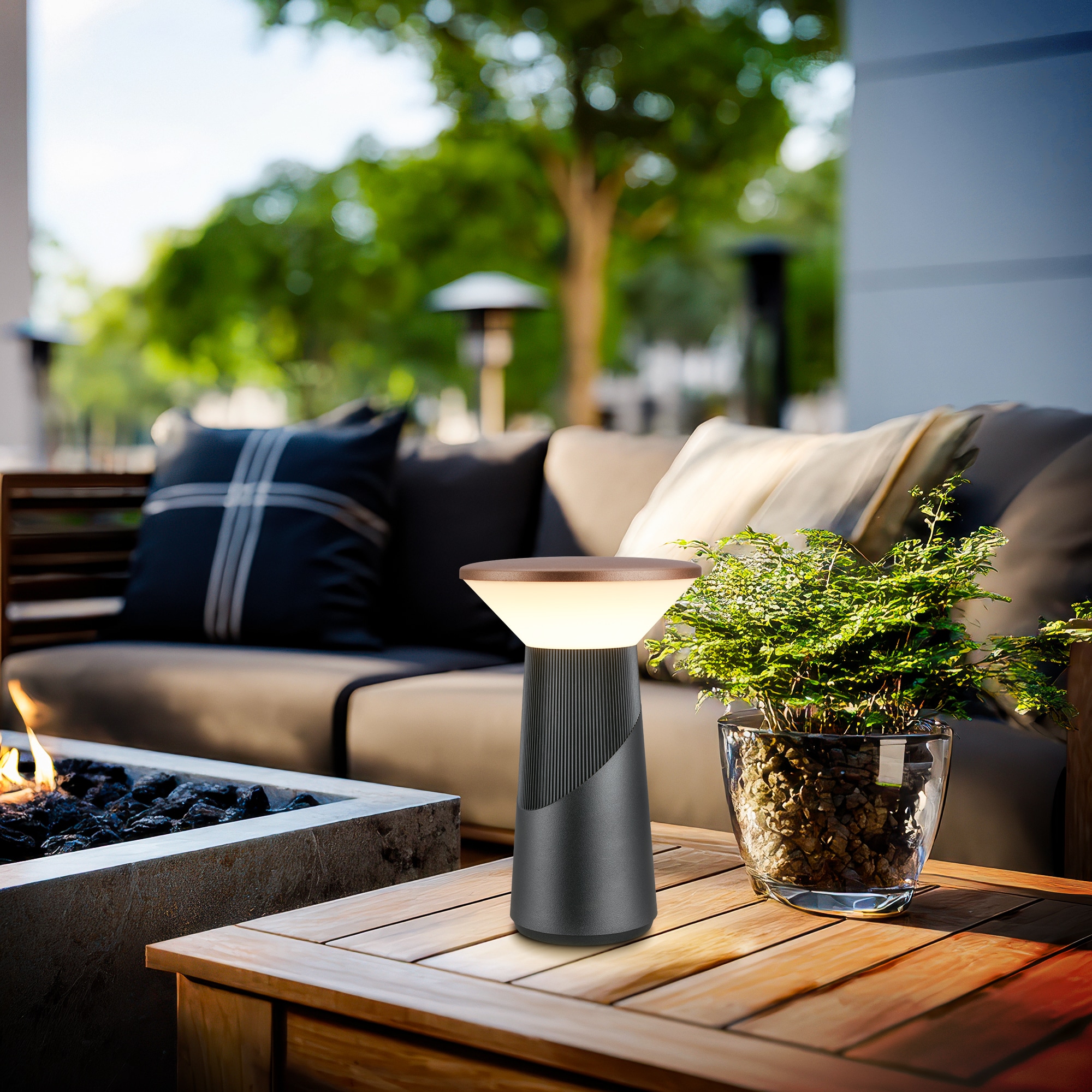 Briloner Leuchten LED Tischleuchte »PILIA« LED-Board 1 Stk. Warmweiß 15x24 cm, Akku tauschbar, Indoor/Outdoor, Wohnzimmer, Balkon