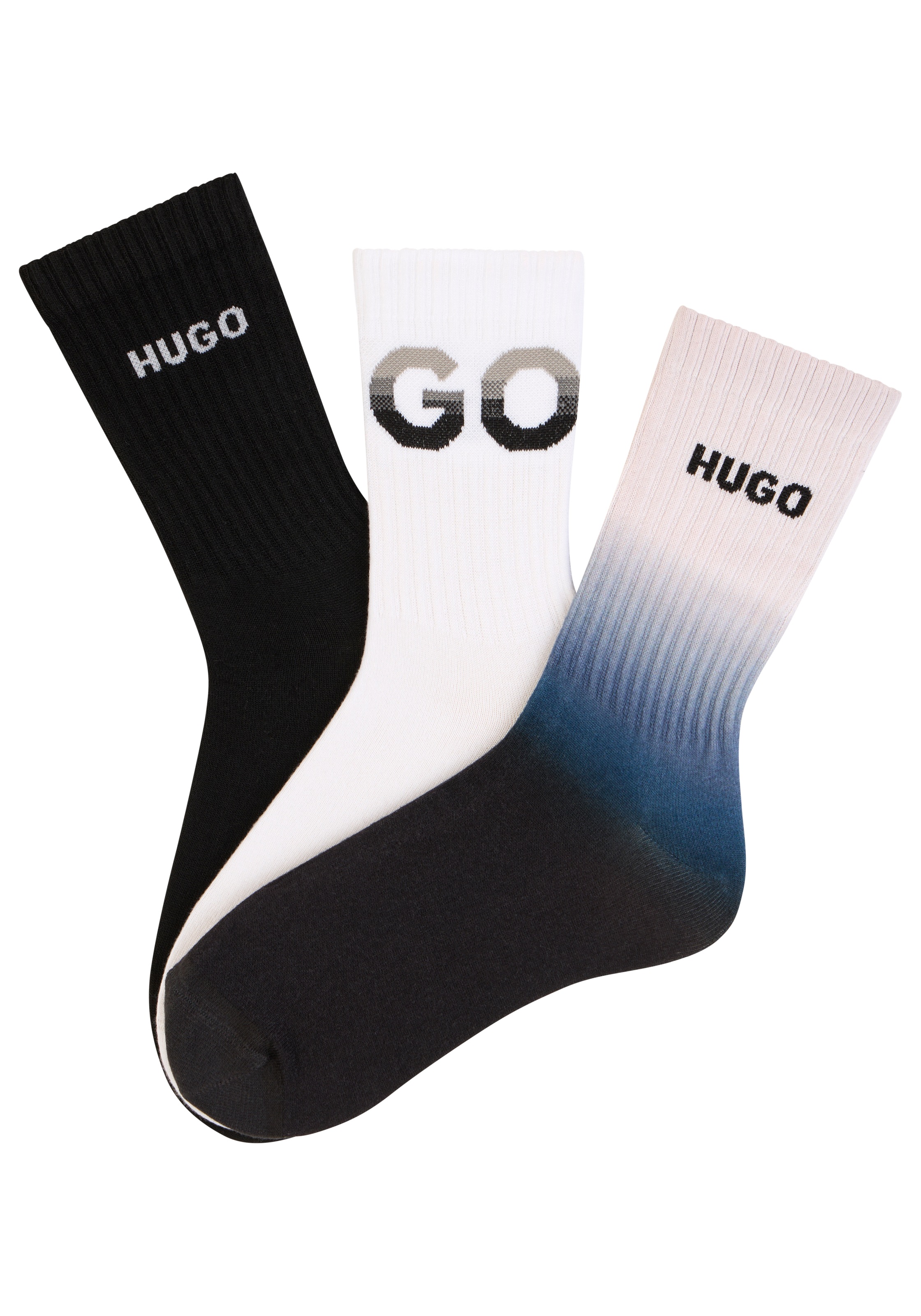 HUGO Underwear Socken 3 Paar tlg. sportlich, elastisch, jedes Paar individuell