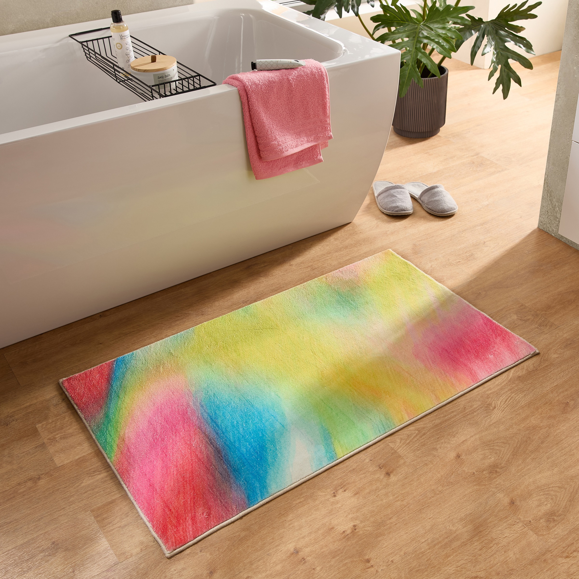 Gino Falcone Badematte »Ariella GF-153«, rutschhemmend beschichtet, fußbodenheizungsgeeignet, Badteppich, bedruckt, modernes Design, Farbverlauf, weich & kuschelig