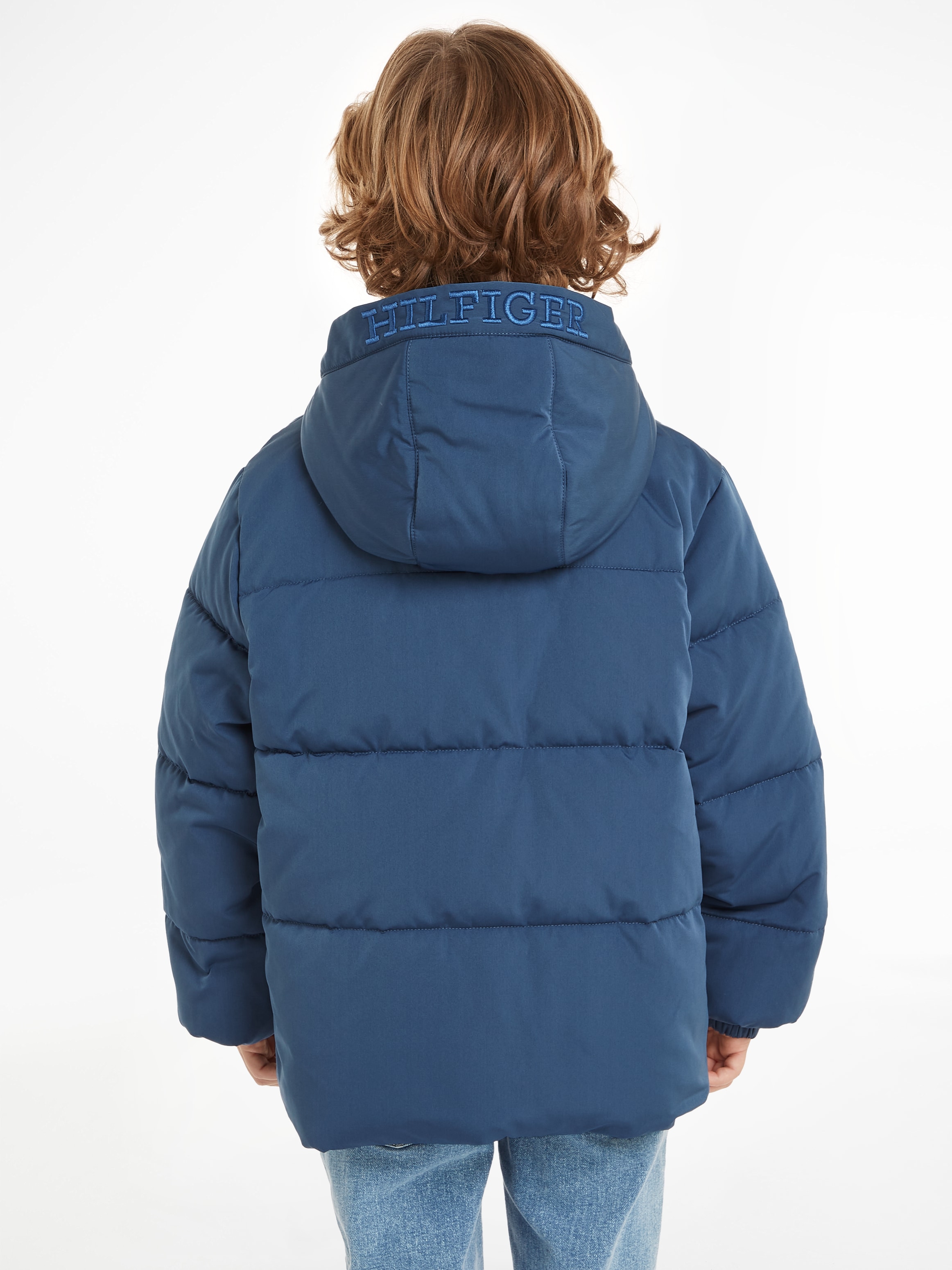 Tommy Hilfiger Steppjacke »MONOTYPE PADDED PUFFER JACKET«, mit Kapuze, Baby bis 2 Jahre, mit Kapuze, Gummizug am Ärmel