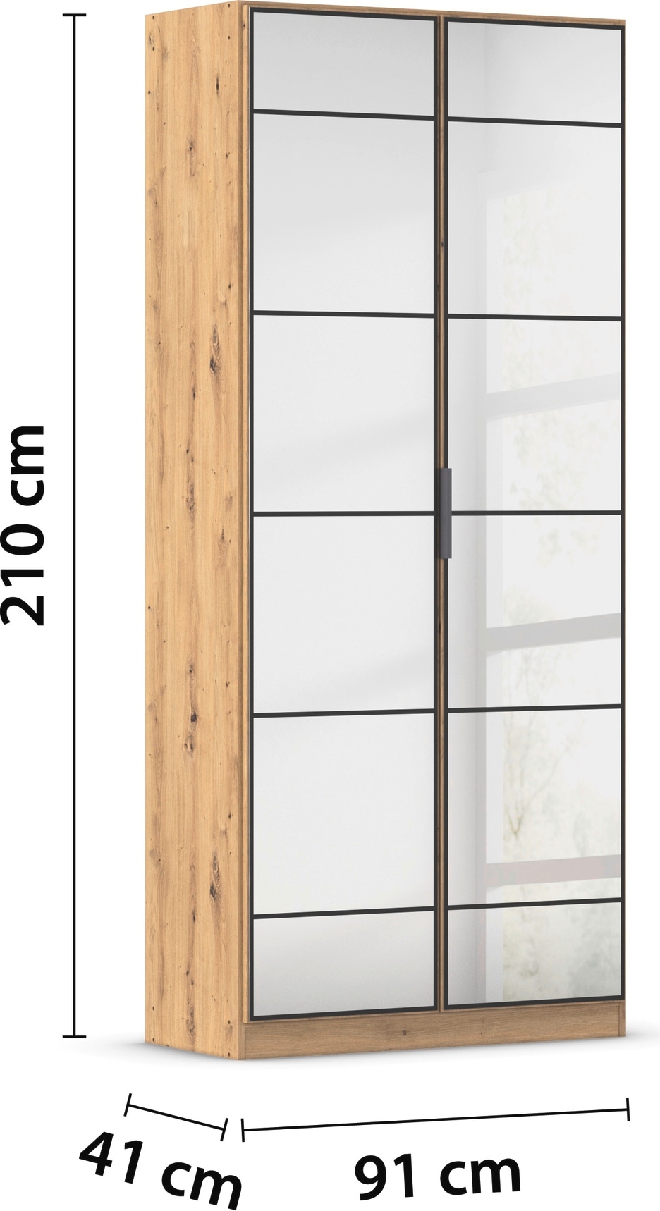 rauch Drehtürenschrank »Kleiderschrank Schrank Garderobe Schlafzimmerschrank ACERO« praktisch in Tiefe 41 cm mit vielen Einlegeböden,  Spiegelfront in moderner Loft-Optik MADE IN GERMANY