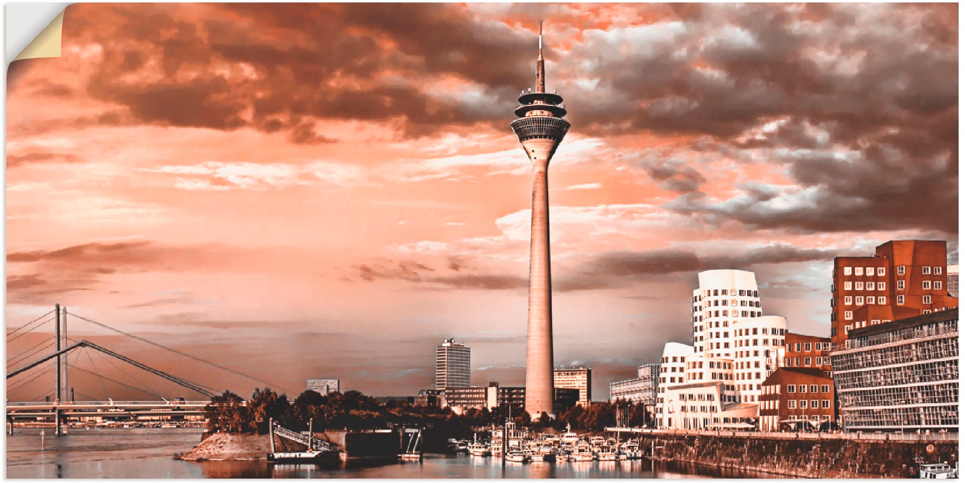 Artland Wandbild »Düsseldorf Skyline III«, Architektonische Elemente, (1 St.), in vielen Größen & Produktarten -Leinwandbild, Poster, Wandaufkleber / Wandtattoo auch für Badezimmer geeignet