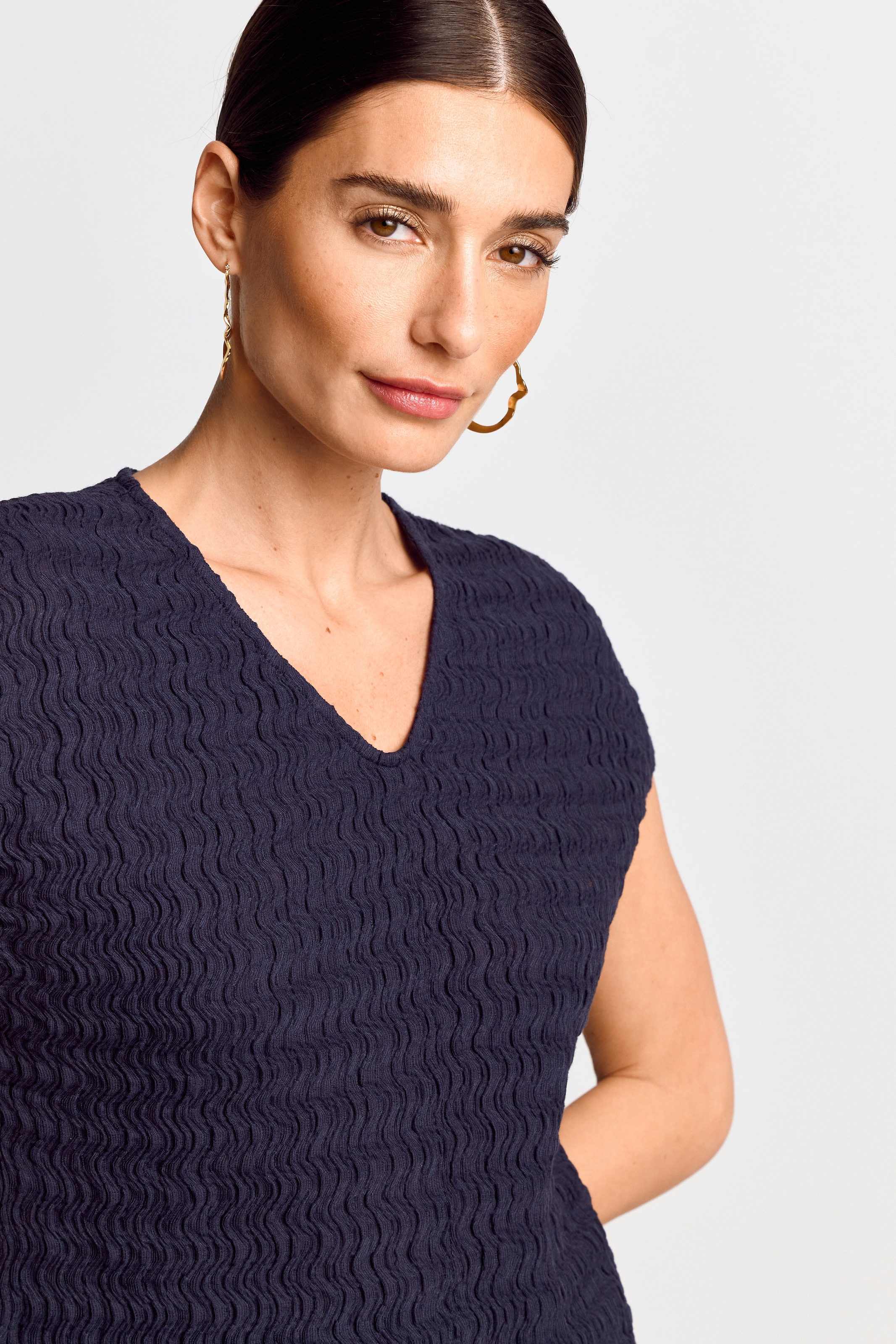 RICHROYAL V-Shirt, Crinkle-Optik