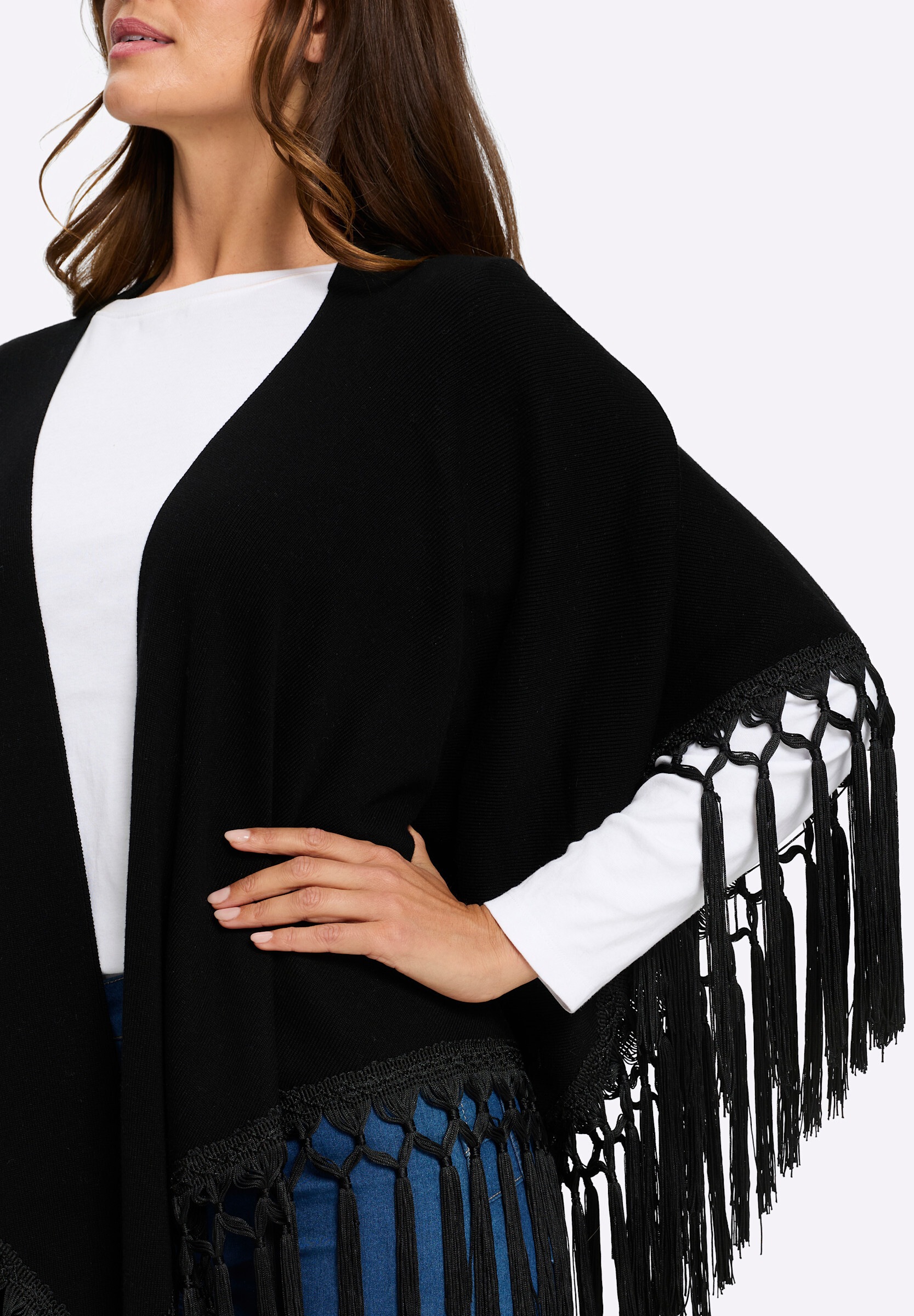 heine Strickcape »Cape Strickcape mit Fransen«