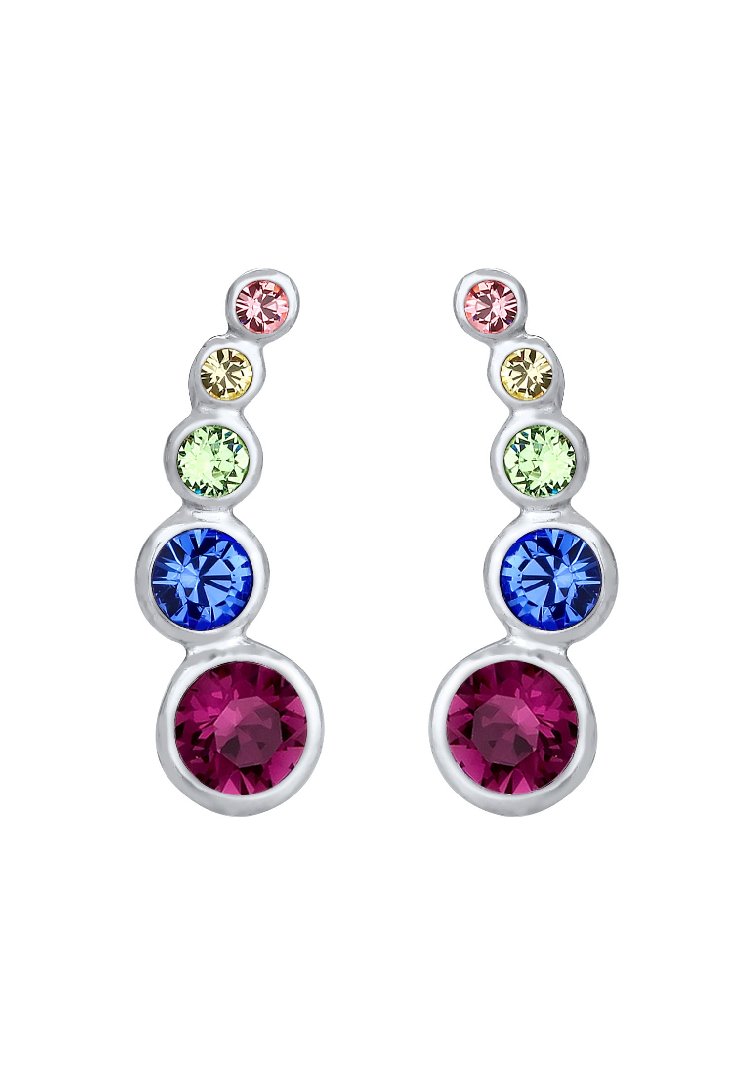 Elli Paar Ohrstecker »Ohrringe Earclimber Regenbogen Glas Kristalle 925 Sterling Silber«
