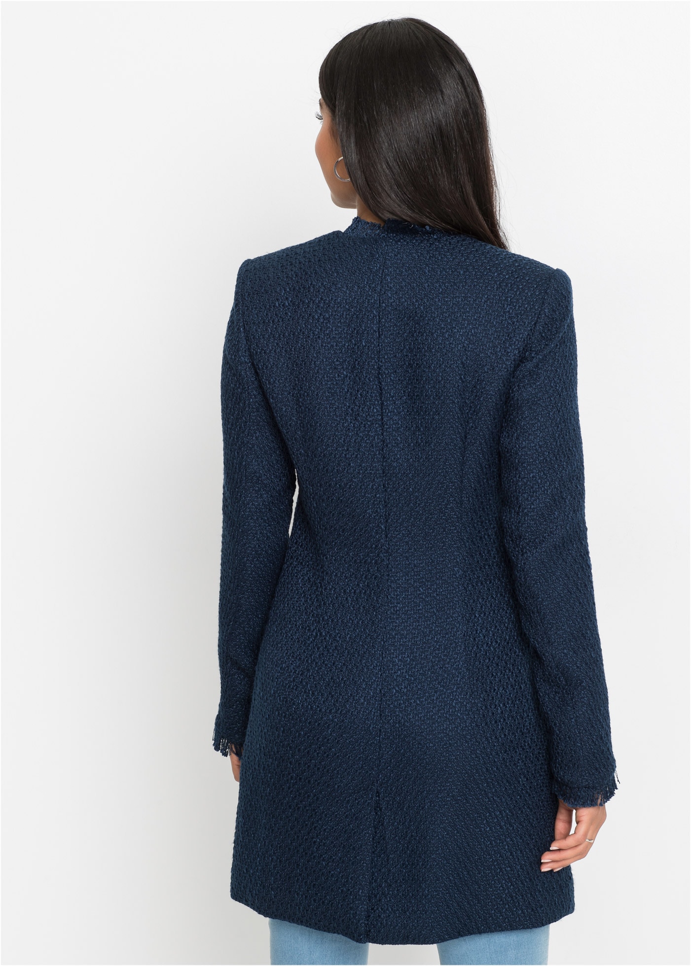 bonprix Longblazer 1 eleganter Bouclé-Look, Regular Fit, mit langem Arm