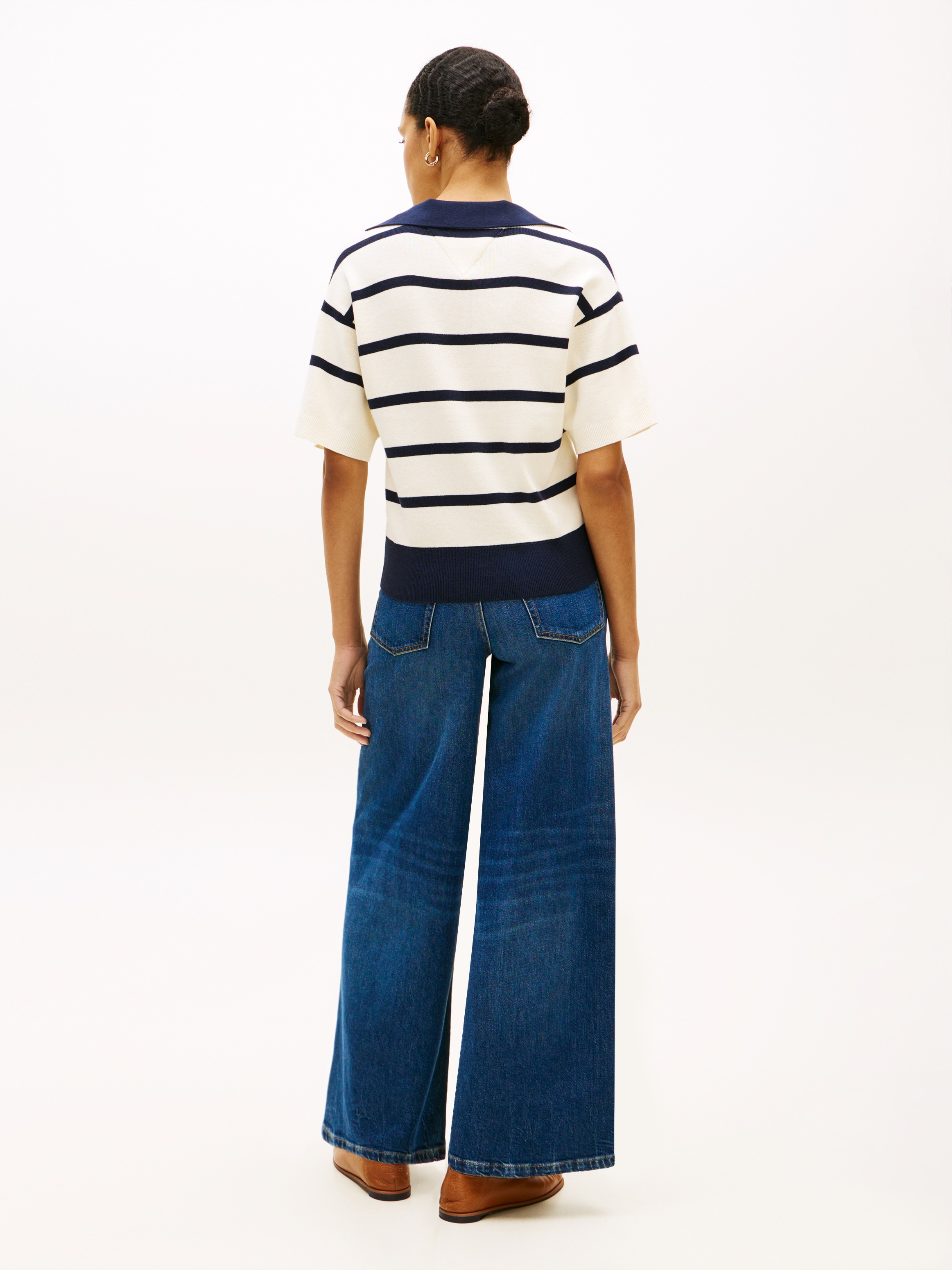 Tommy Hilfiger Strickpullover »CO FULL NEEDLE POLO SS SWT« mit V-Ausschnitt