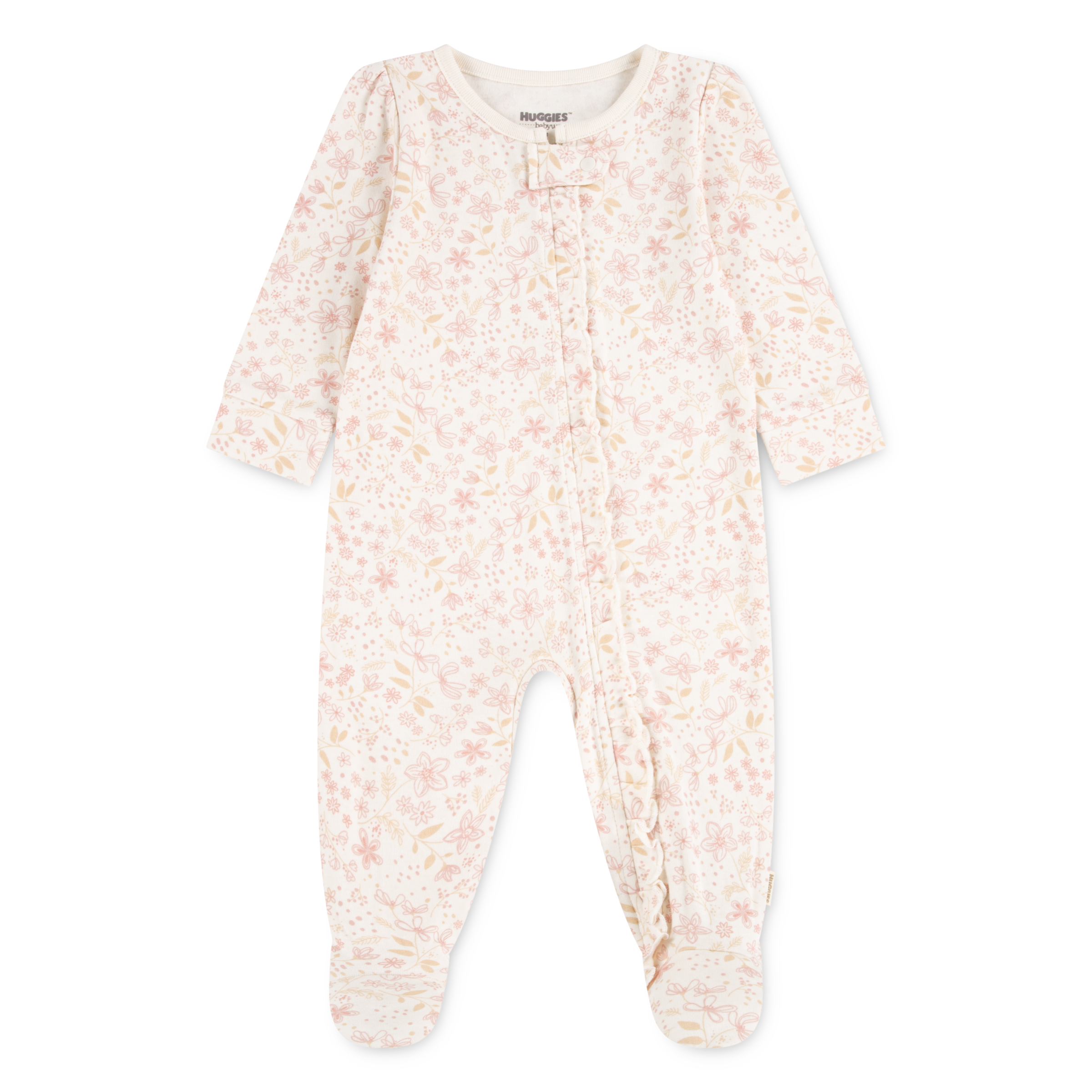 HUGGIES babywear Strampler »HUGG FOOTED COVERALL« Verdeckter Reißverschluss mit Kinnschutz und floralem Muster