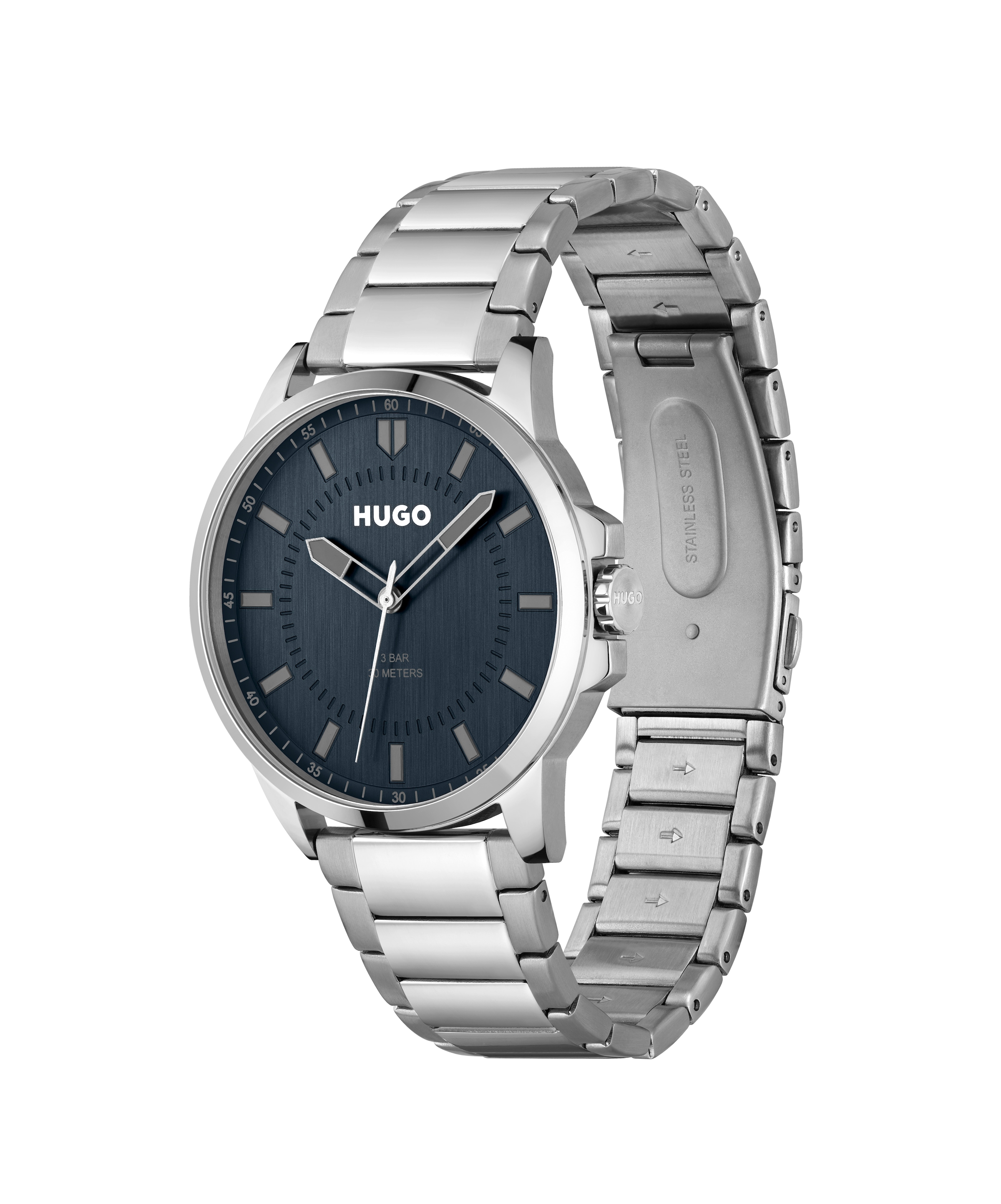 HUGO Quarzuhr »#FIRST« Armbanduhr, Herrenuhr, Mineralglas, Edelstahlarmband