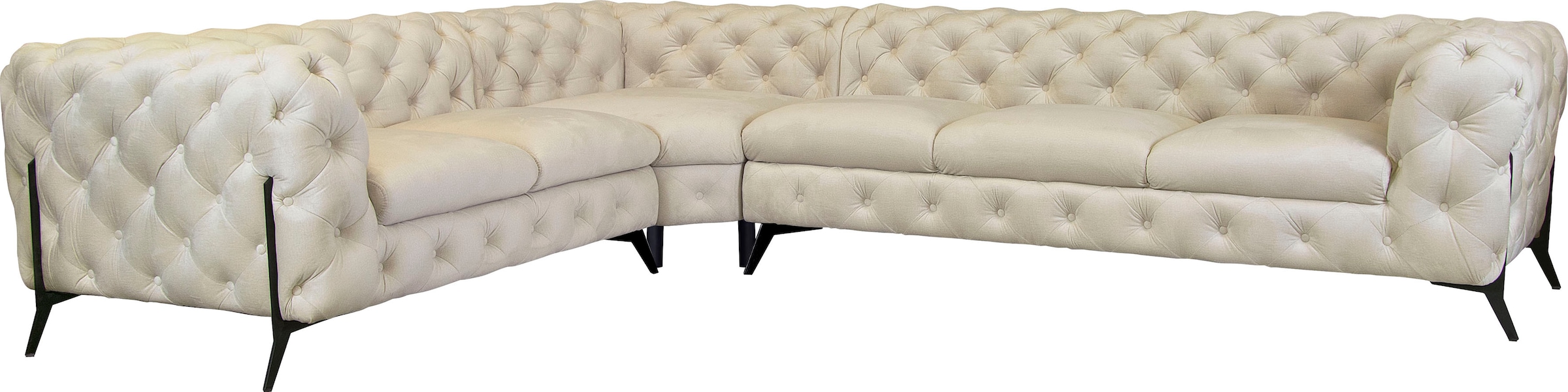 Home affaire Chesterfield-Sofa »Amaury L-Form« großes Ecksofa, Chesterfield-Optik, Breite 323 cm, Fußfarbe wählbar