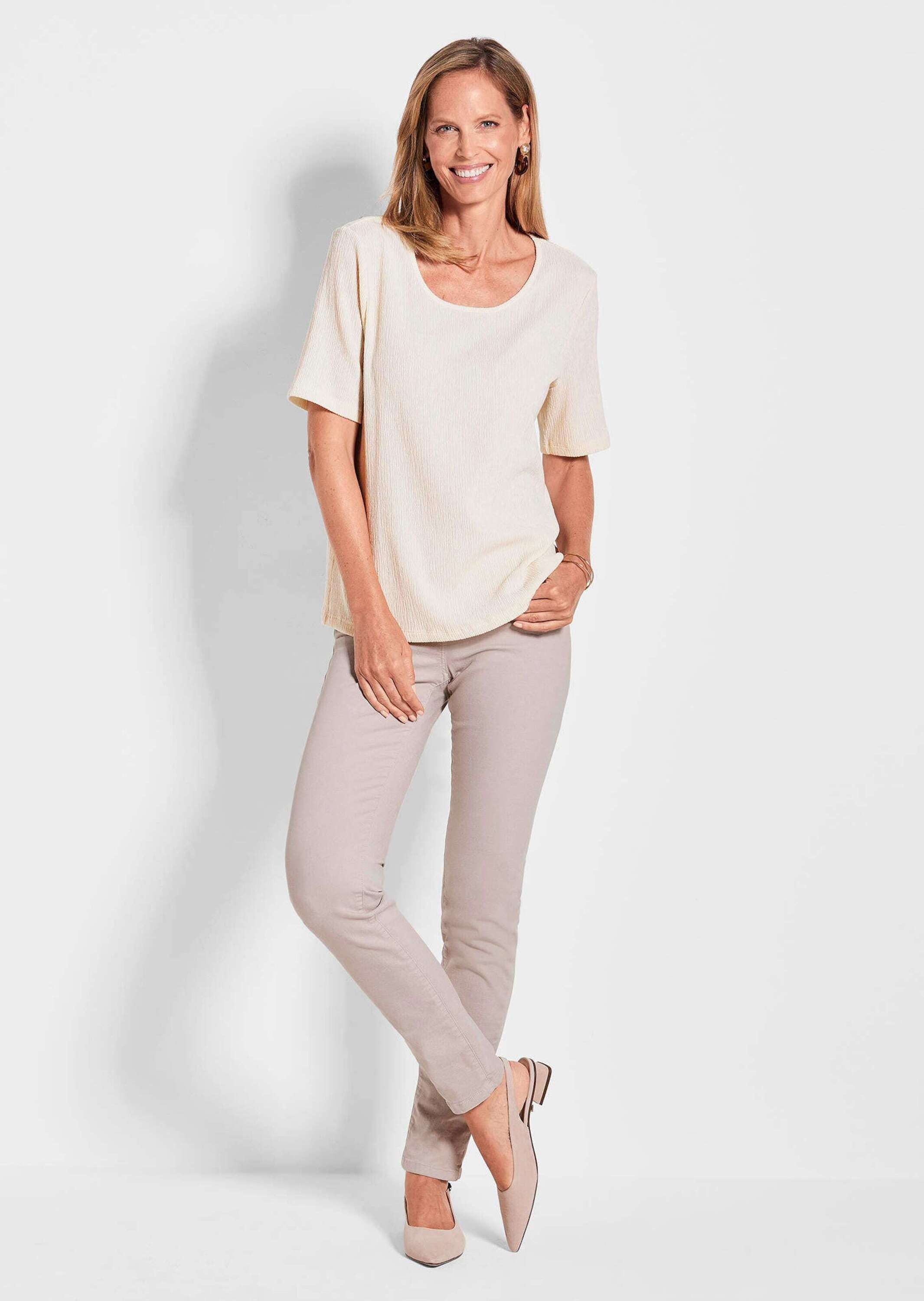 GOLDNER Kurzarmshirt »Braunes Halbarm-Oberteil«