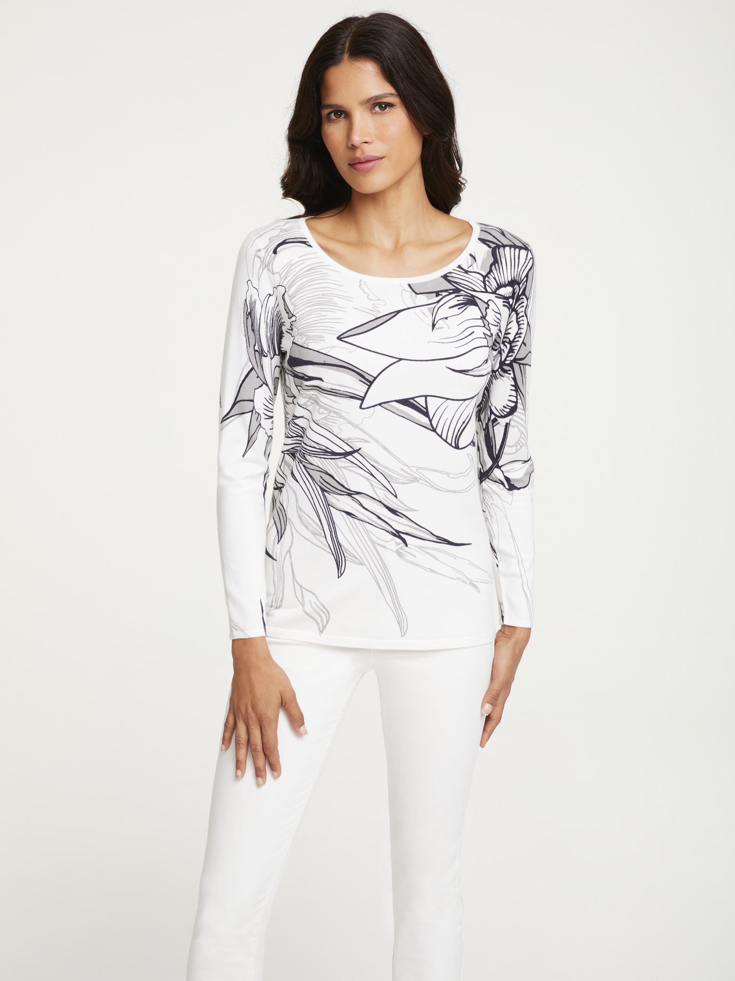 ASHLEY BROOKE by Heine Rundhalspullover, mit floralem Dessin
