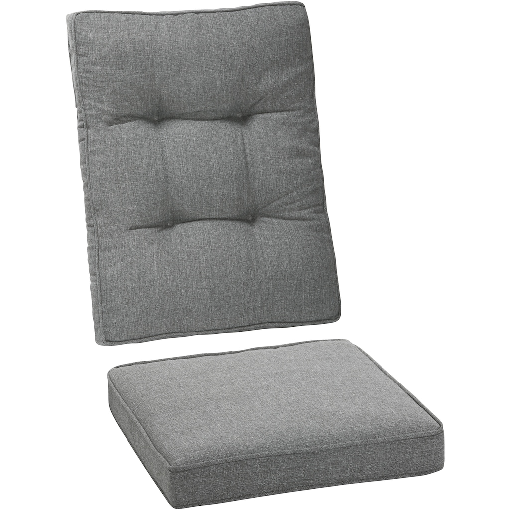 KONIFERA Garten-Essgruppe »Monaco«, (Set, 16 tlg., 1x2er Sofa, 2x Sessel, 2x Hocker, 1x Tisch 120x70x66cm, inkl. Auflagen)