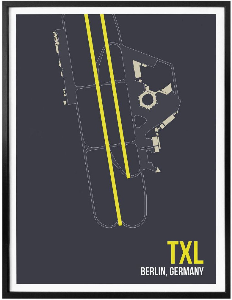 Wall-Art Poster »Wandbild TXL Grundriss Berlin«, Grundriss, (1 St.), Poster ohne Bilderrahmen