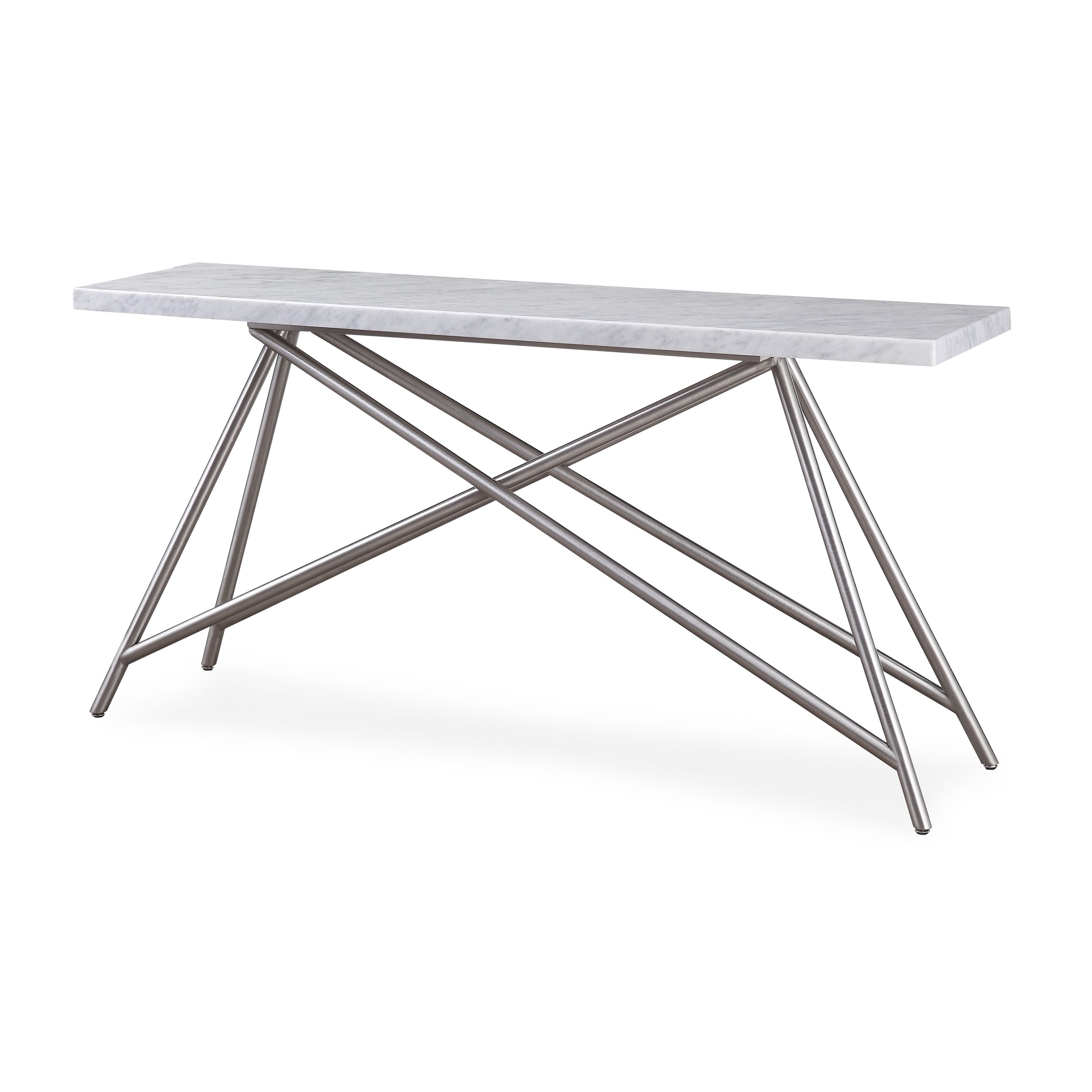 Leonique Konsolentisch »Coral Konsolentisch«, Rechteckiger Tisch, Karrara-Marmor, Edelstahlbeine, 152x38x76