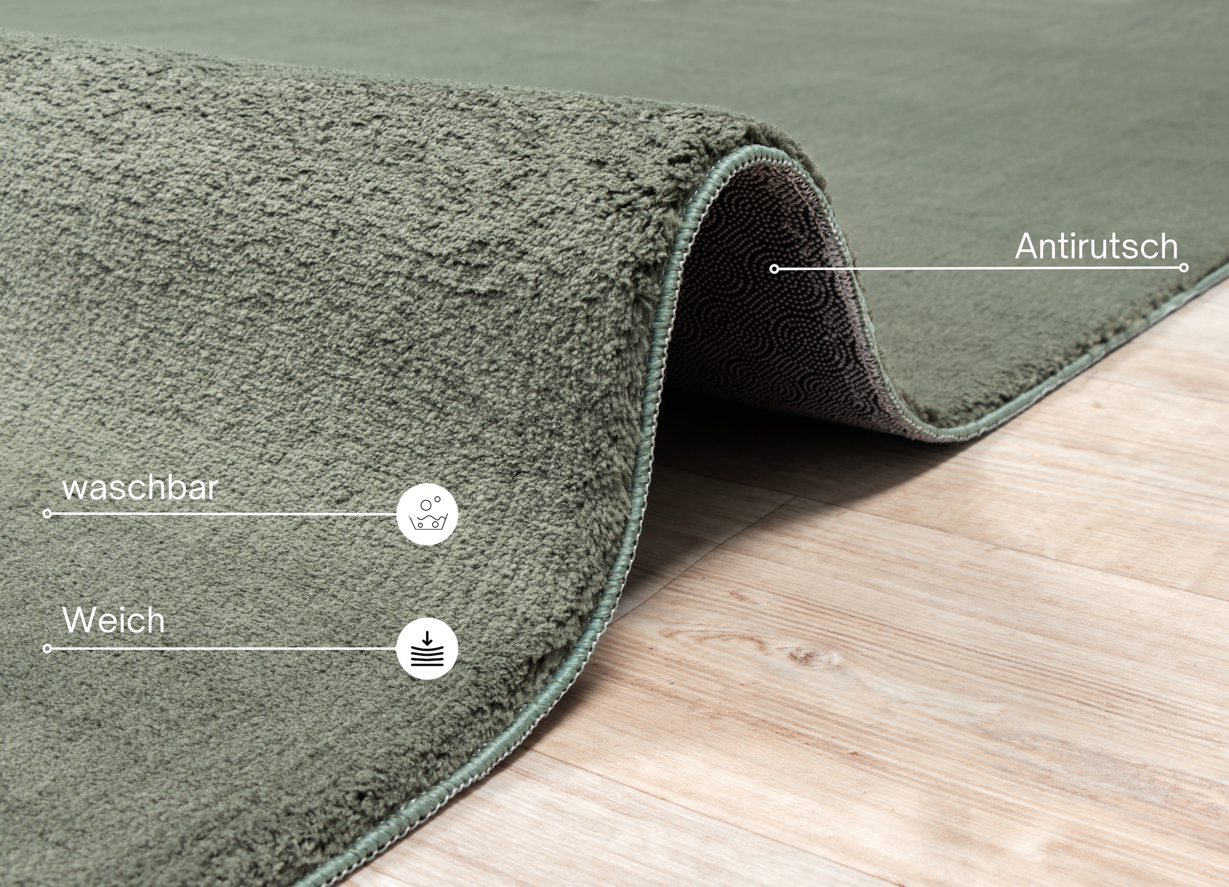 OTTO home Teppich »Arabell, Kunstfellteppich, Felloptik, waschbar,« rechteckig 16 mm Höhe flauschig, kuschelig, Anti-Rutsch-Unterseite, Wohnzimmer, Schlafzimmer