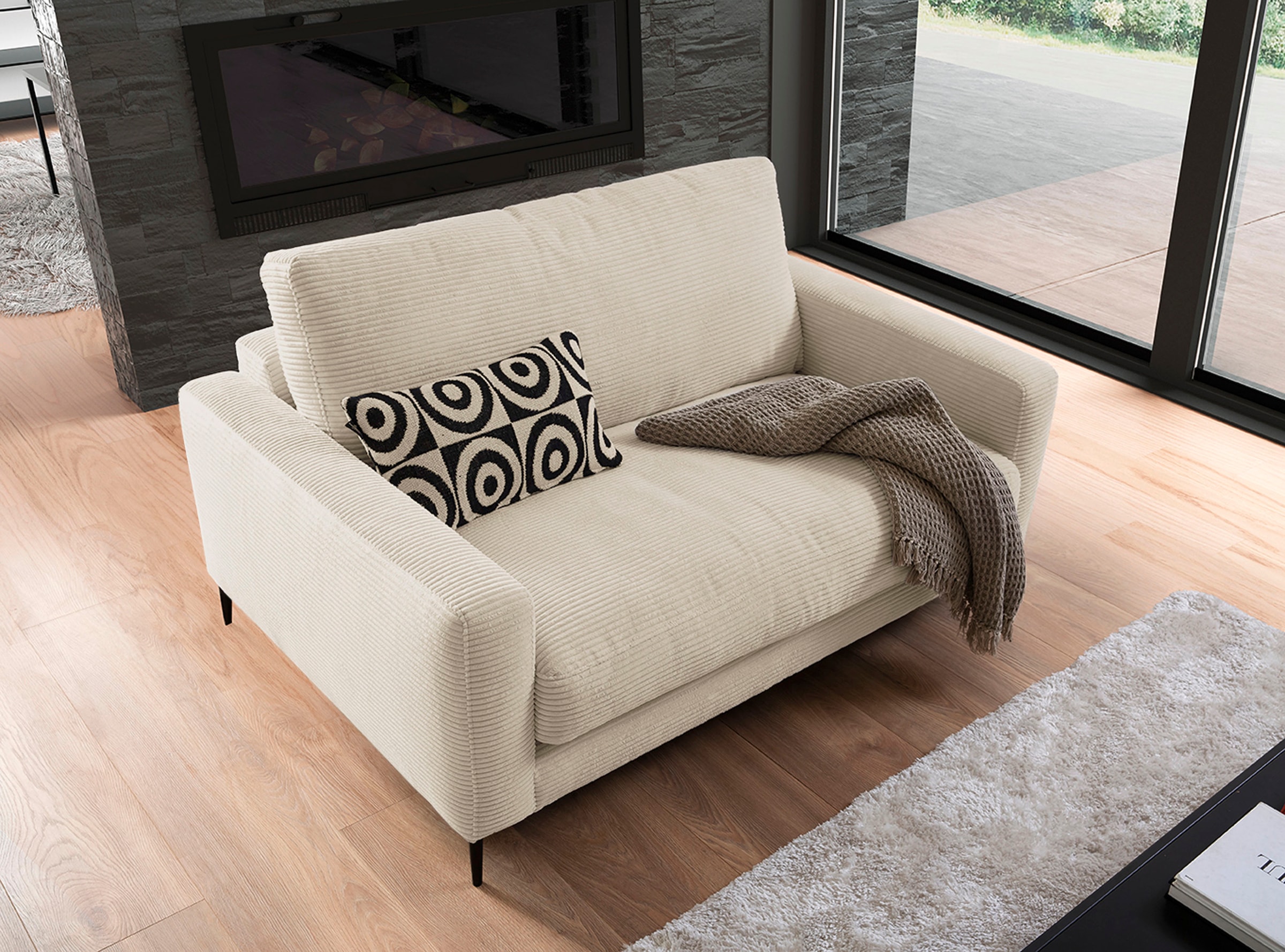 INOSIGN 1,5-Sitzer »Downtown  B/T/H:  152/105/84 cm« weicher Sitzkomfort, Cord, gemütliches Loungemöbel zum Relaxen