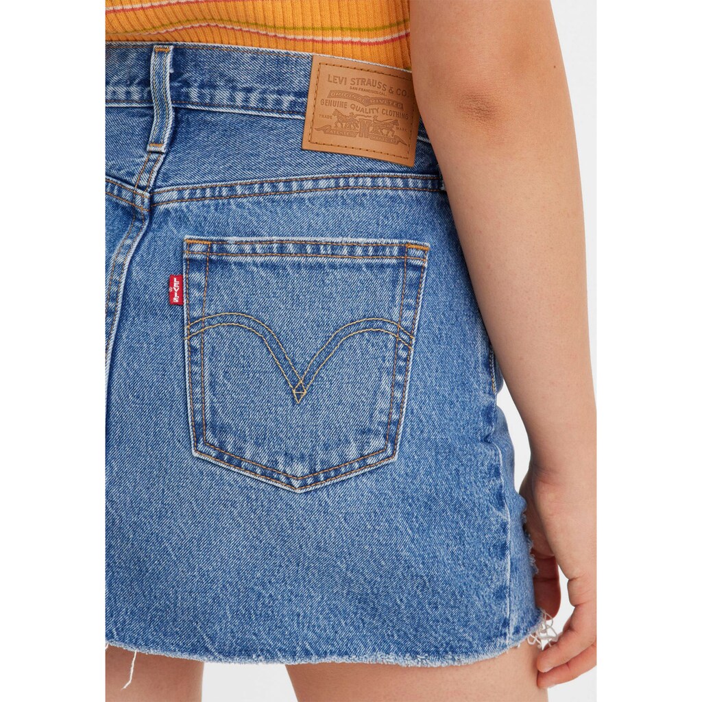 Levi's® Jeansrock »ICON SKIRT«, mit Used-Effekten und ausgefransten Kanten