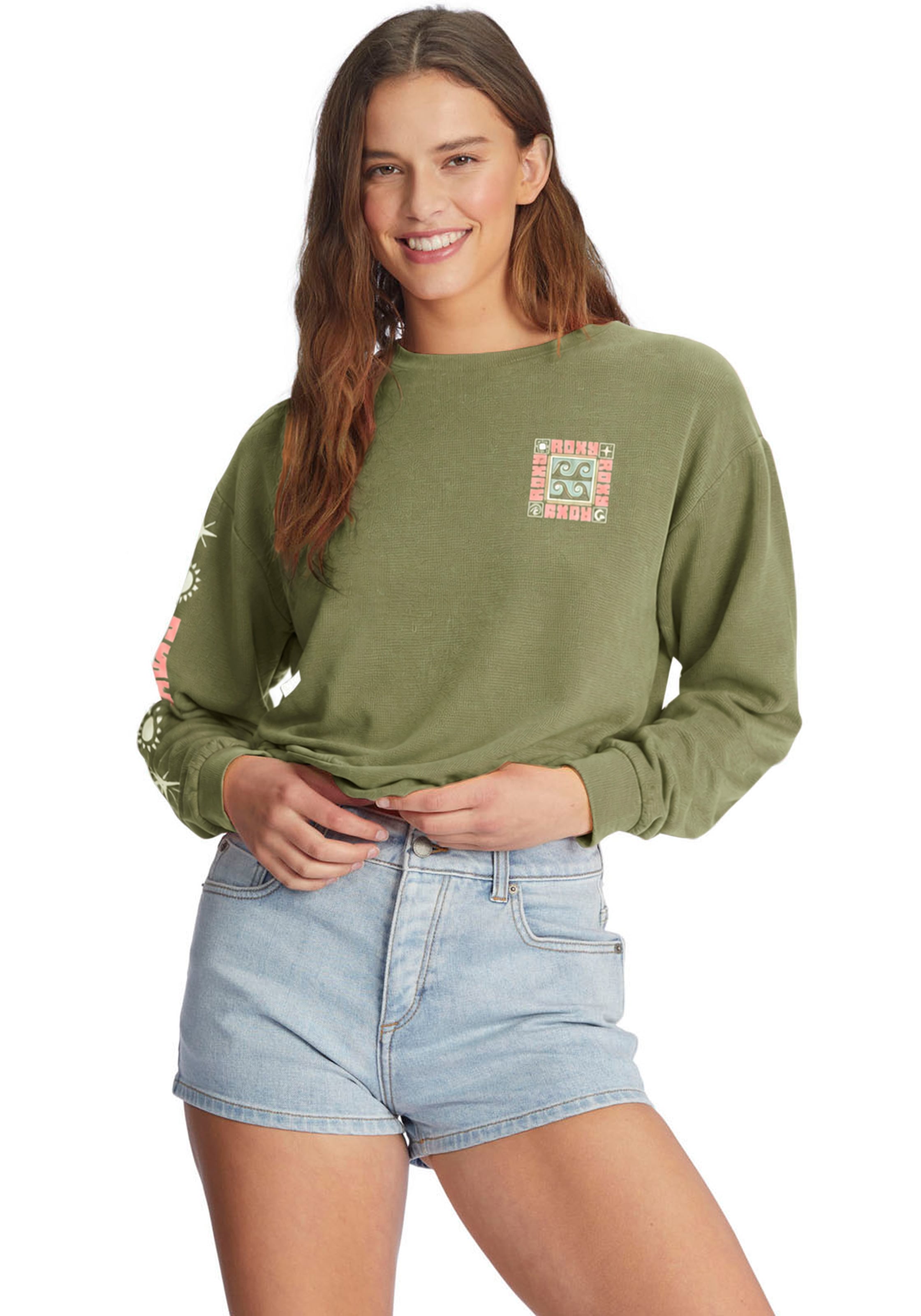 Roxy Sweatshirt »EAST SIDE MIDWEIGHT LS«, Langarm-Design, mit Rundhalsausschnitt, aus angerauter Sweatware
