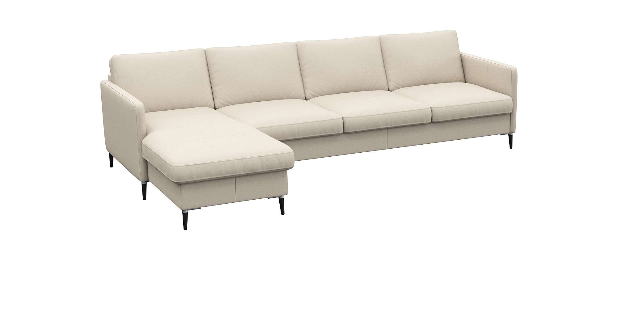 FLEXLUX Ecksofa »Fiore, L-Form«, schmale Armlehnen, Kaltschaum, Füße Alu+schwarz