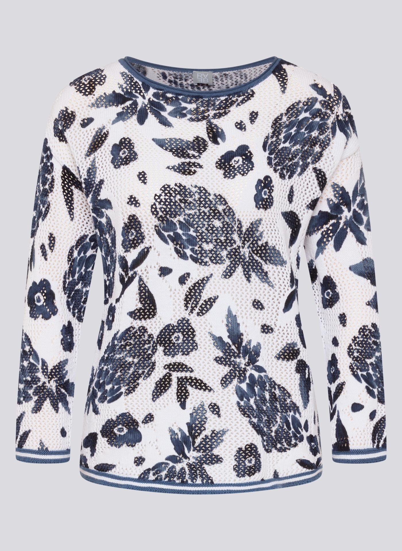 Rabe 3/4 Arm-Pullover im Häkel-Look