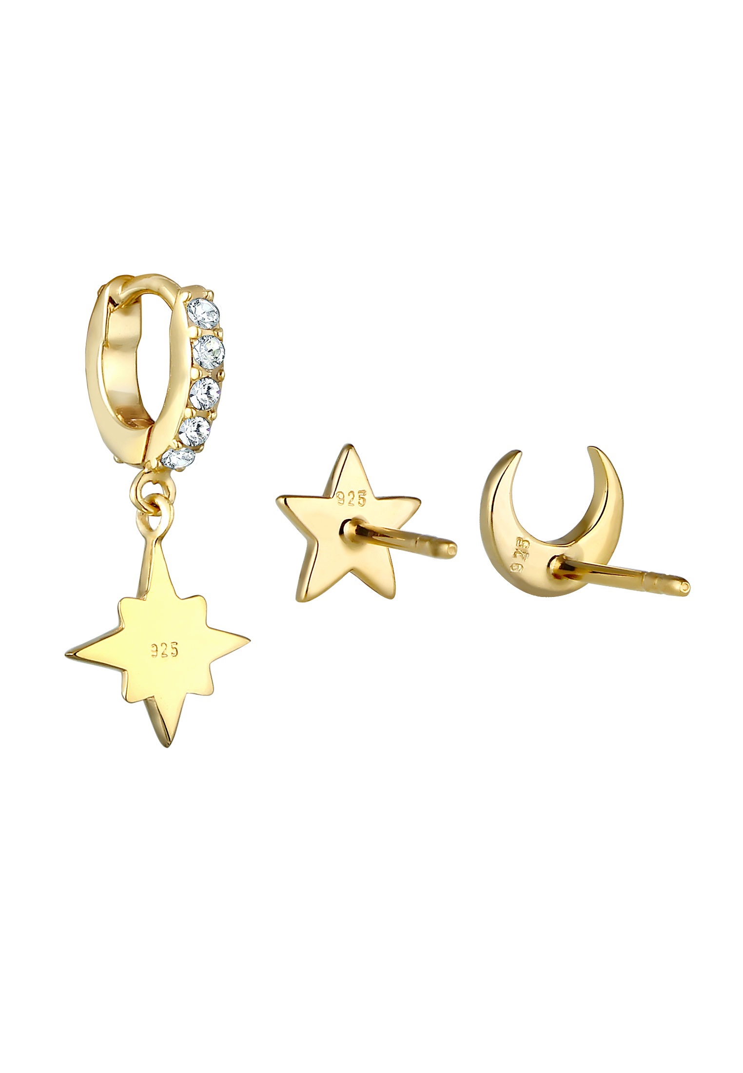 Elli Ohrstecker-Set »Ohrringe Ohrstecker Creolen 3er Set Kristalle 925 Silber 925 Sterling Silber«