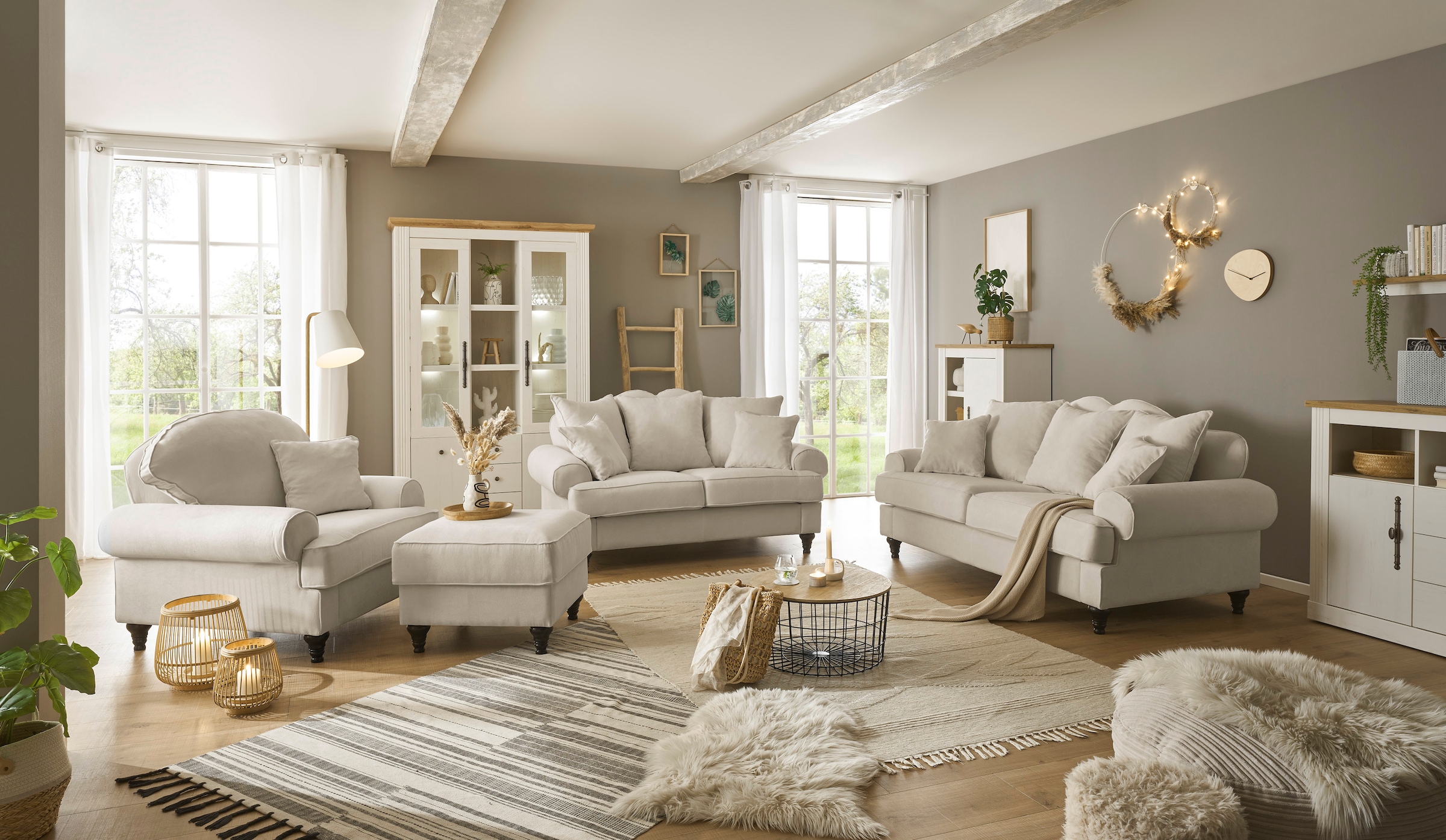 Home affaire Sessel »WESTMINSTER« Set, 1Sessel, 1 Hocker, 2 Stk. tlg. mit Federkern-Polsterung