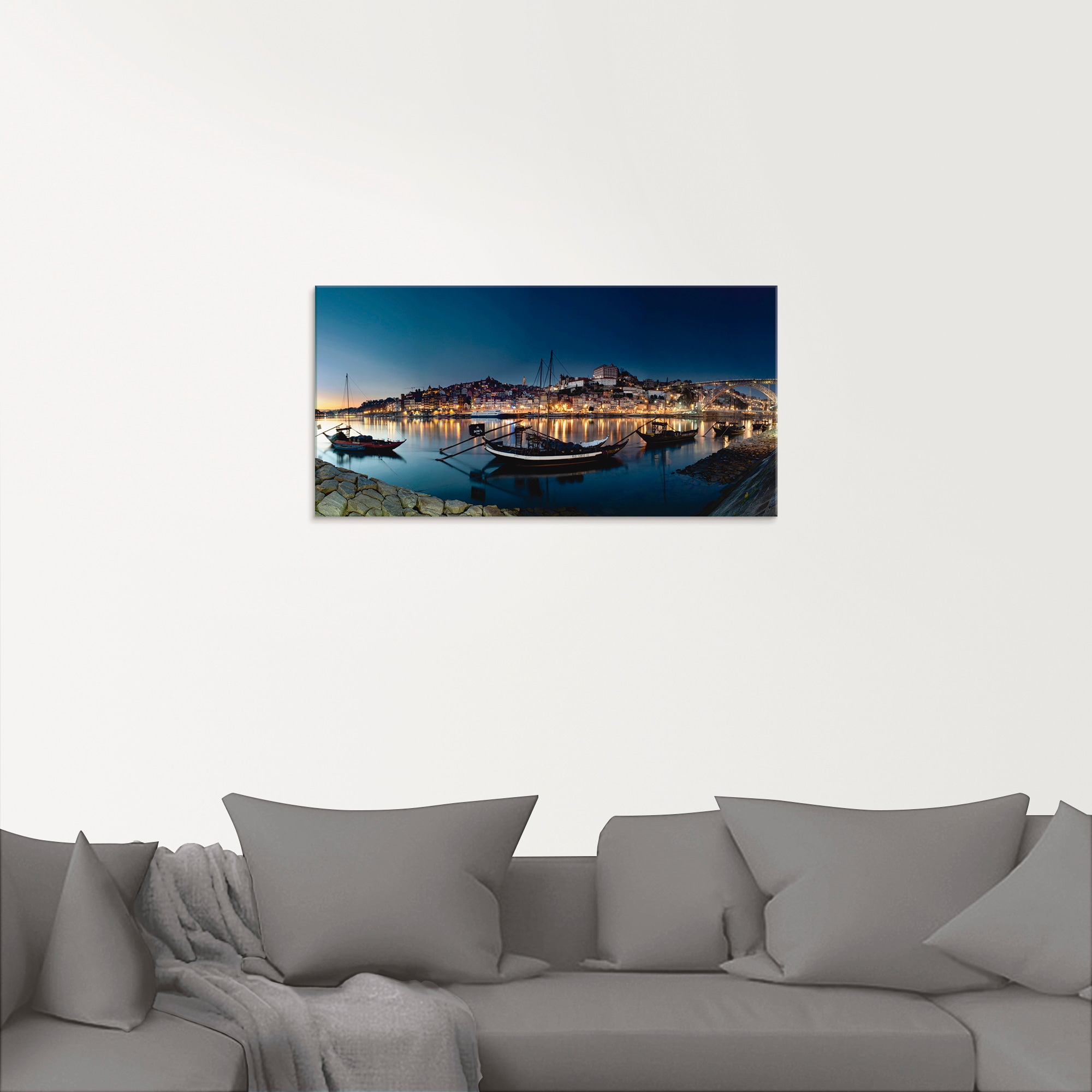 Artland Glasbild »Porto - Nachtpanorama«, Europa, (1 St.), in verschiedenen Größen