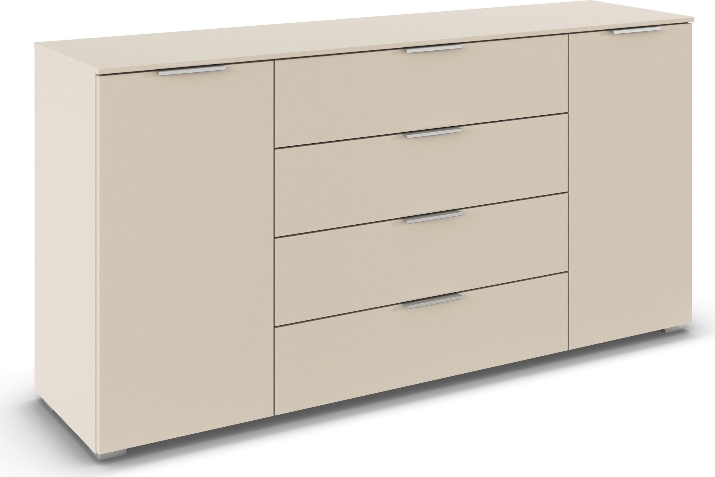 OTTO home Kombikommode »Kommode Sideboard Schubladenkommode Schlafzimmerkommode ASTANA« Breite 160 cm / Höhe 81 cm, mit 4 Einlegeböden,  2-türig, 4 geräumige Schubladen, Kantengriff Alufarben MADE IN GERMANY