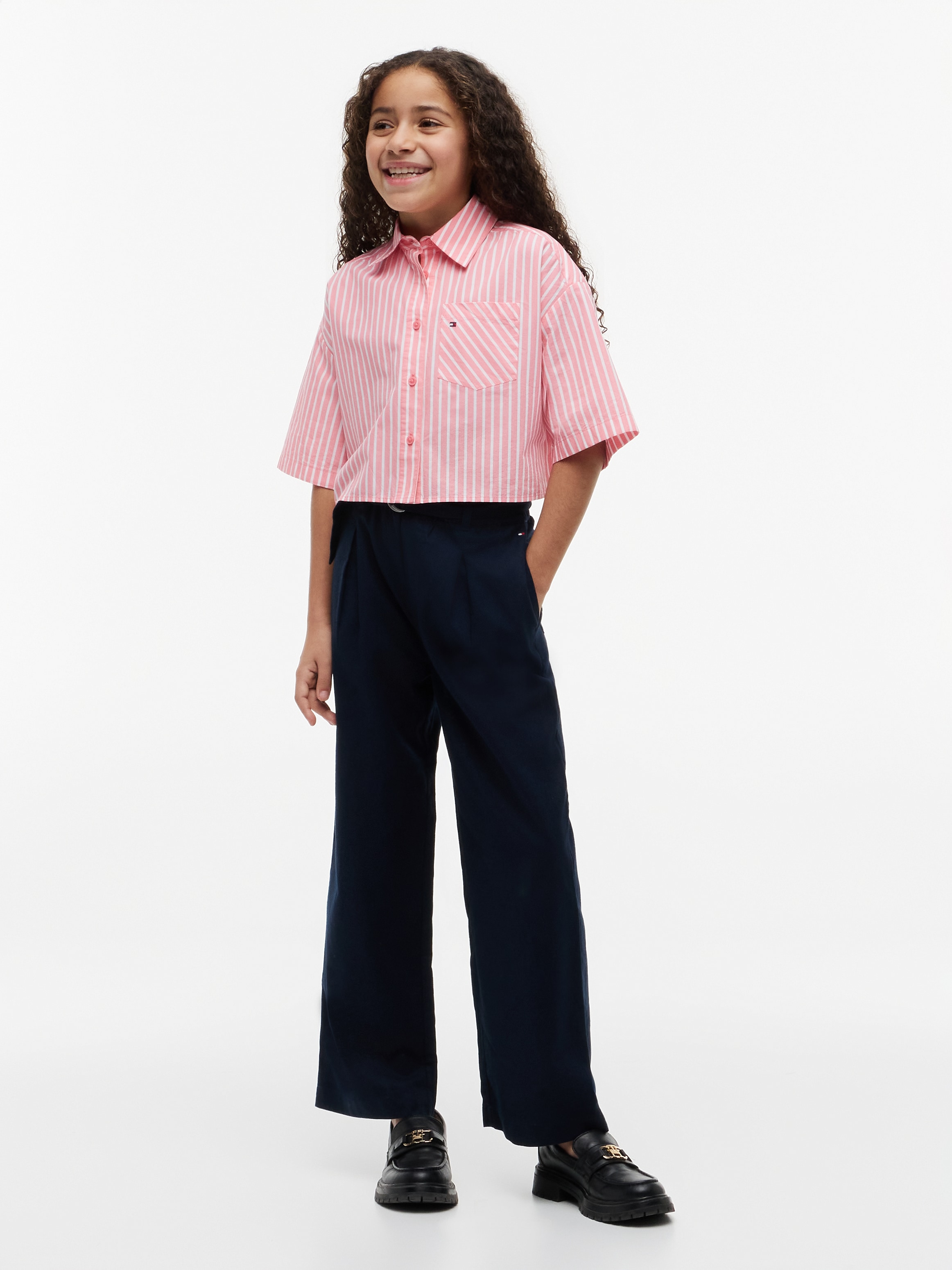 Tommy Hilfiger Bundfaltenhose »PLEATED LINEN PANT BELT«  Kinder bis 16 Jahre, Leinen-Mix, mit Gürtel