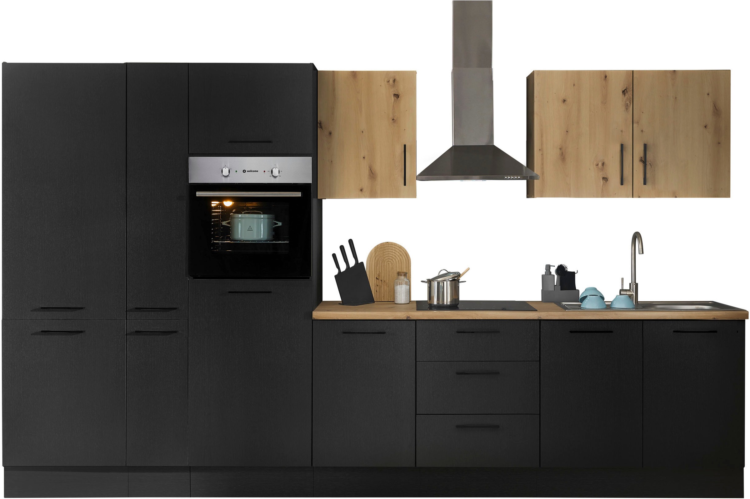 BASIC by Balculina Küchenzeile »Turin« Breite 360 cm, wahlweise mit E-Geräten