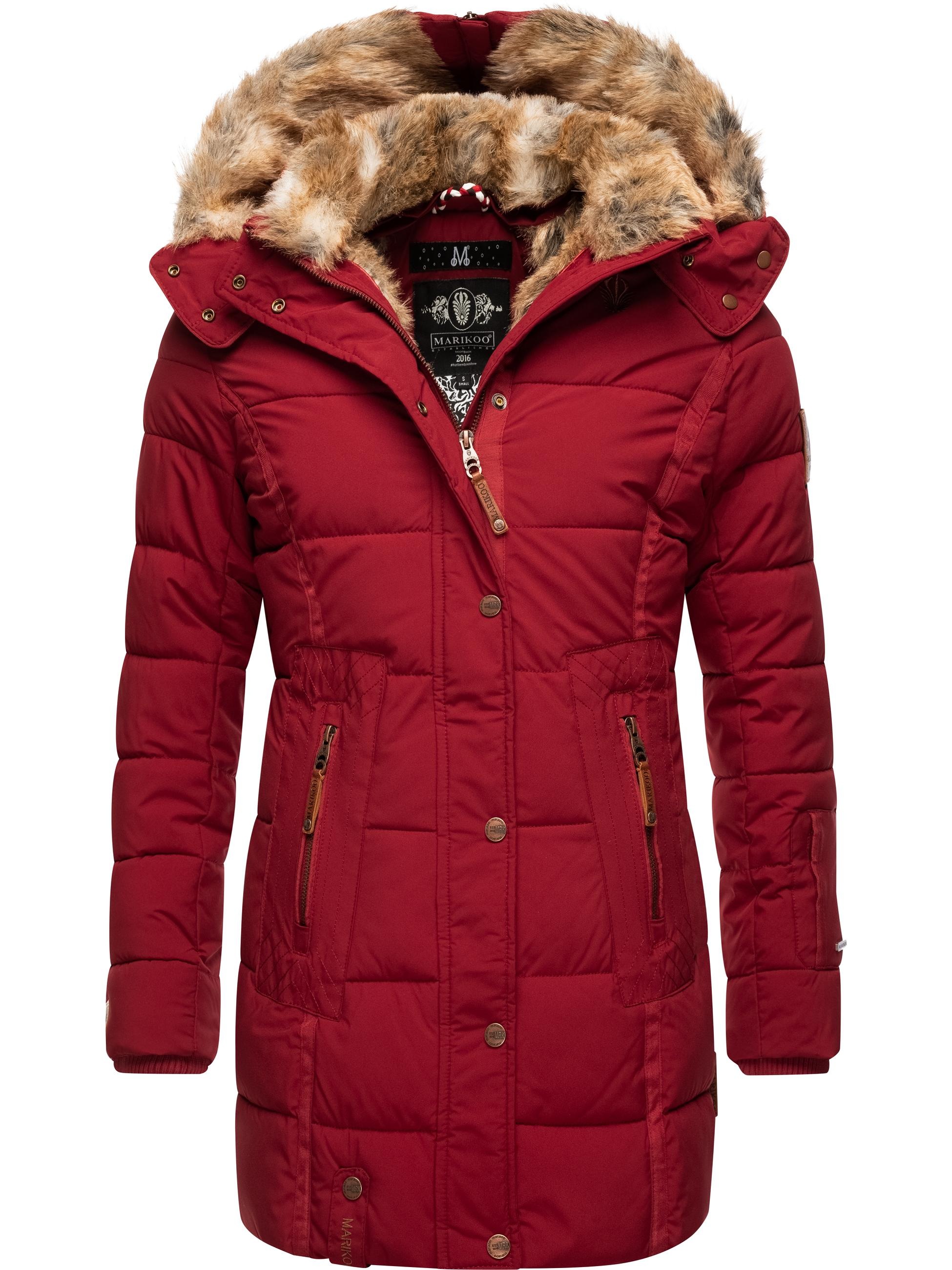 Marikoo Wintermantel »Wintermantel Lieblings Jacke«, stylischer Winter Steppmantel m. Kunstpelz-Kapuze