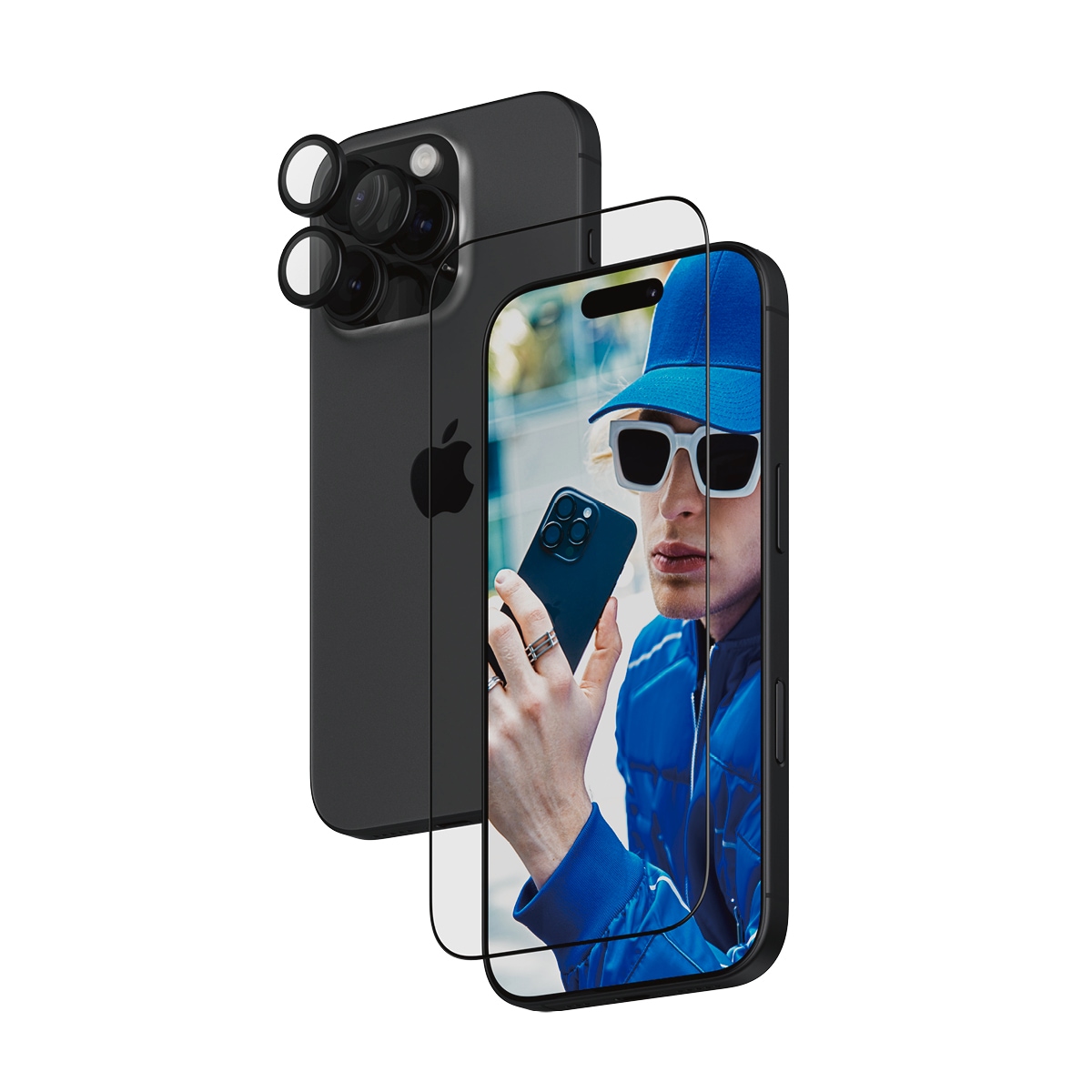 PanzerGlass Displayschutzglas »2-in-1 Protection, Glass, Lens Protector«, für Apple iPhone 16 Pro, Displayschutzfolie, Schutzfolie, Bildschirmschutz, kratz- & stoßfest