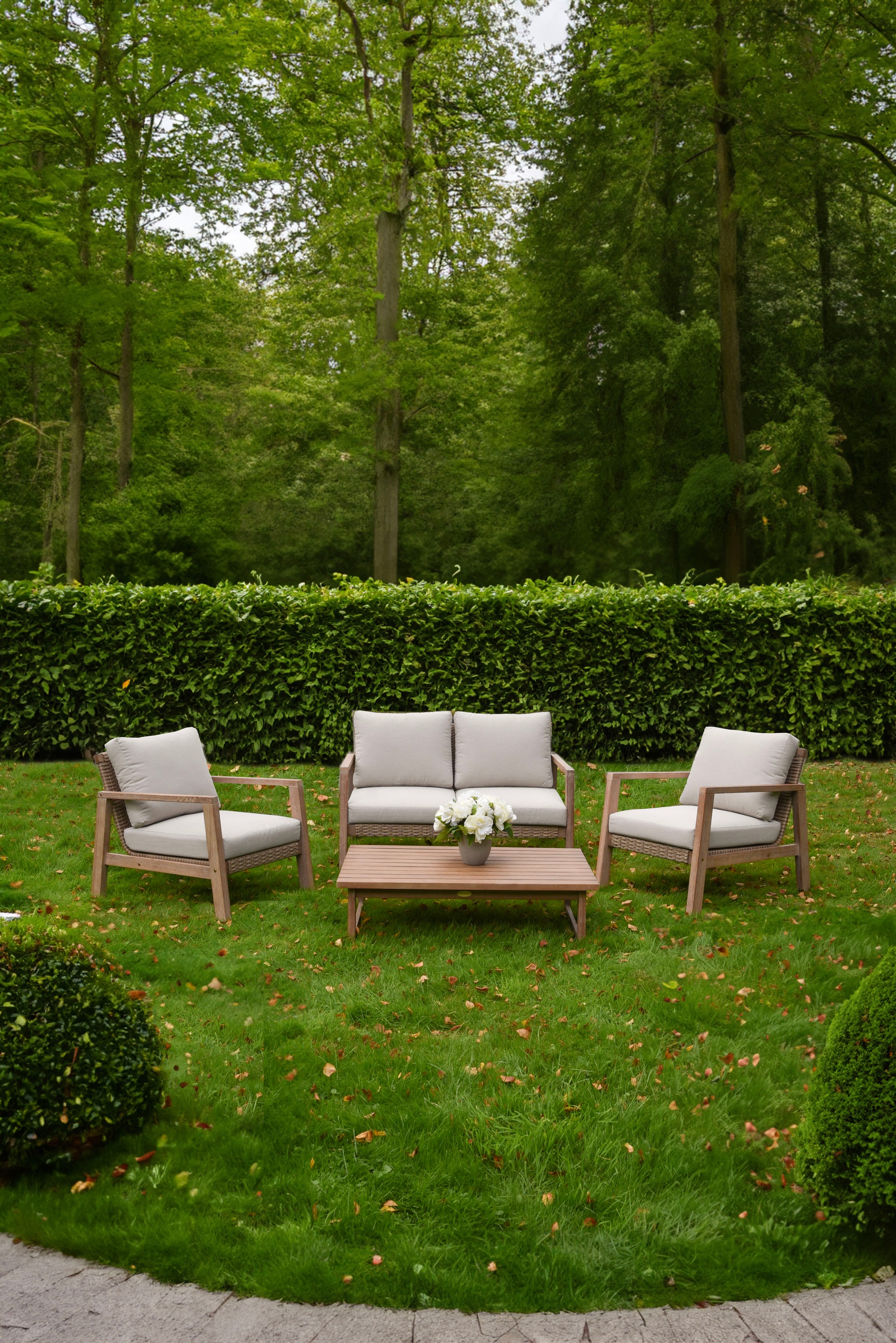 Garden Pleasure Gartenlounge-Set »»SAN«« 4 Stk. tlg. 2 Sessel, Tisch LxB: 106x66 cm, inkl Kissen