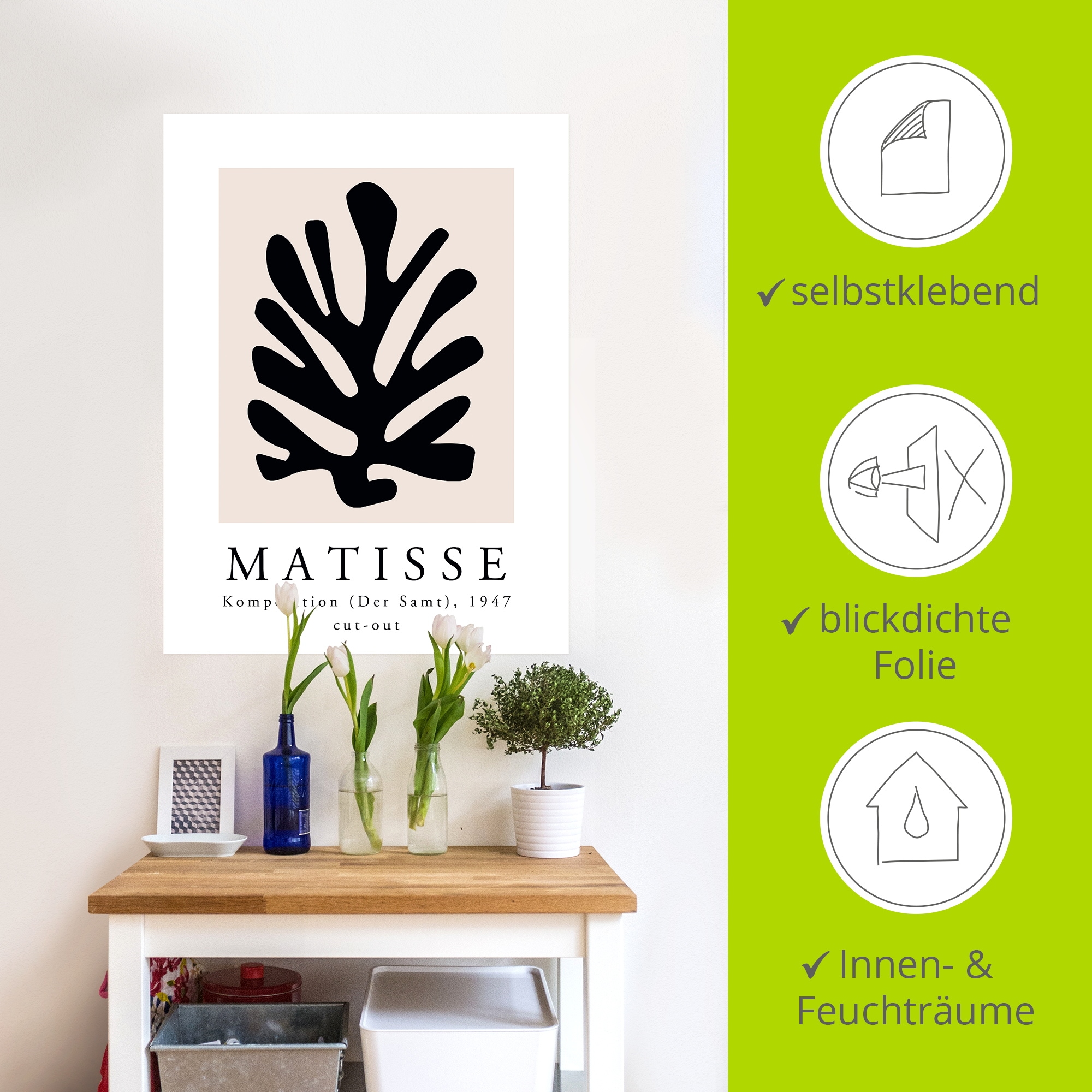 Artland Wandbild »Matisse Komposition - cut-out schwarz« Muster 1 Stk. tlg. als Alubild, Leinwandbild, Poster, Wandaufkleber in verschied. Größen