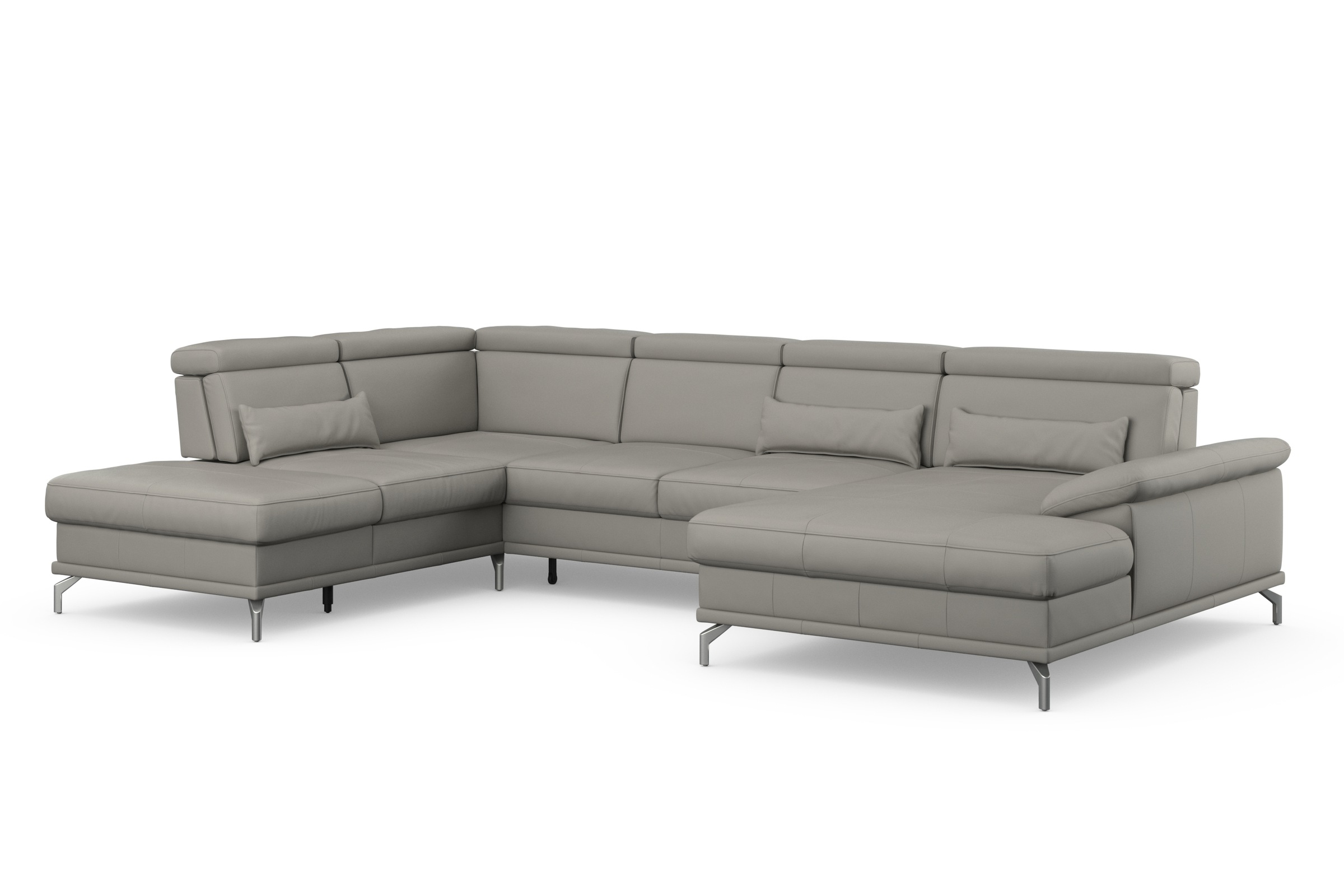 sit&more Wohnlandschaft »Cabrio U-Form, mit Sitztiefenverstellung, Arm- und Kopfteilverstellung«, 3 Nierenkissen, Federkern, optional Bettfunktion und Stauraum