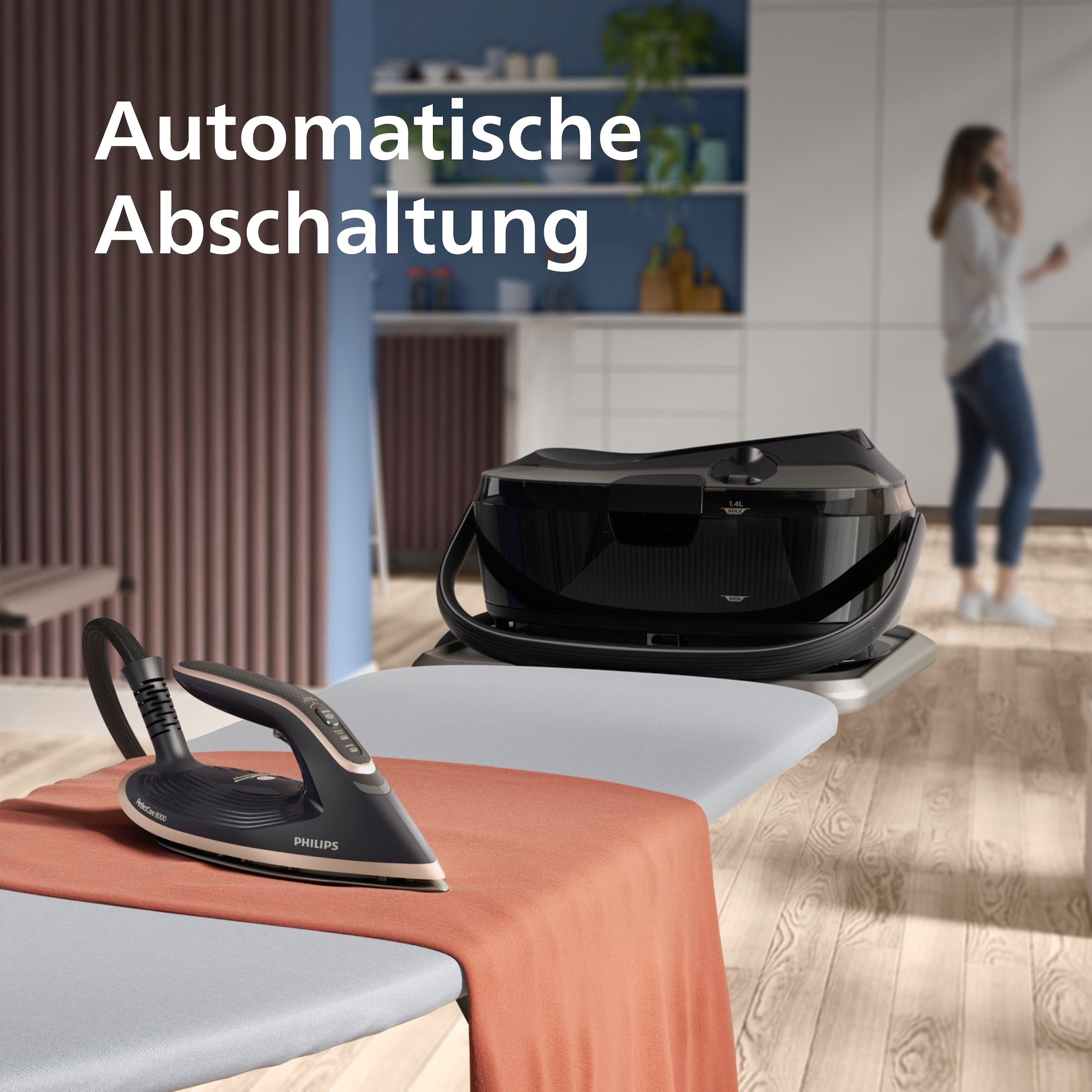 Philips Dampfbügelstation »PerfectCare 8000 Series PSG8300/20, Dunkelblau/Gold«, 3.120 Watt, OptimalTemp & TurboPower-Dampfmotor, 850 gr Dampfstoß