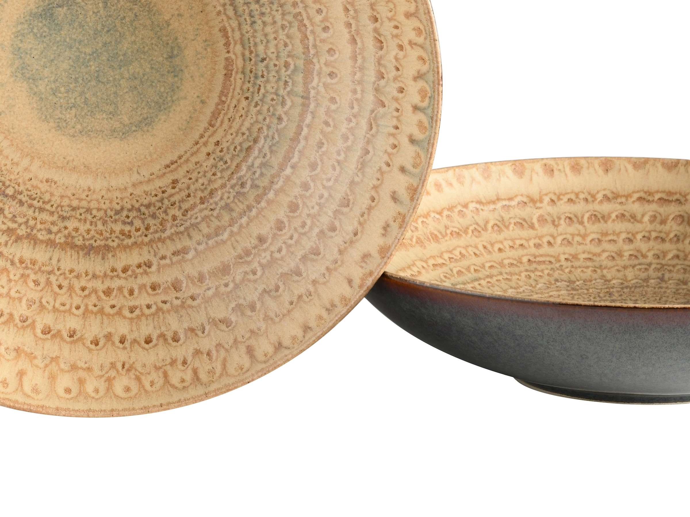 CreaTable Teller-Set »Neapel, Tellerset 16-tlg.« Edles Tellerset, Vulkanoptik