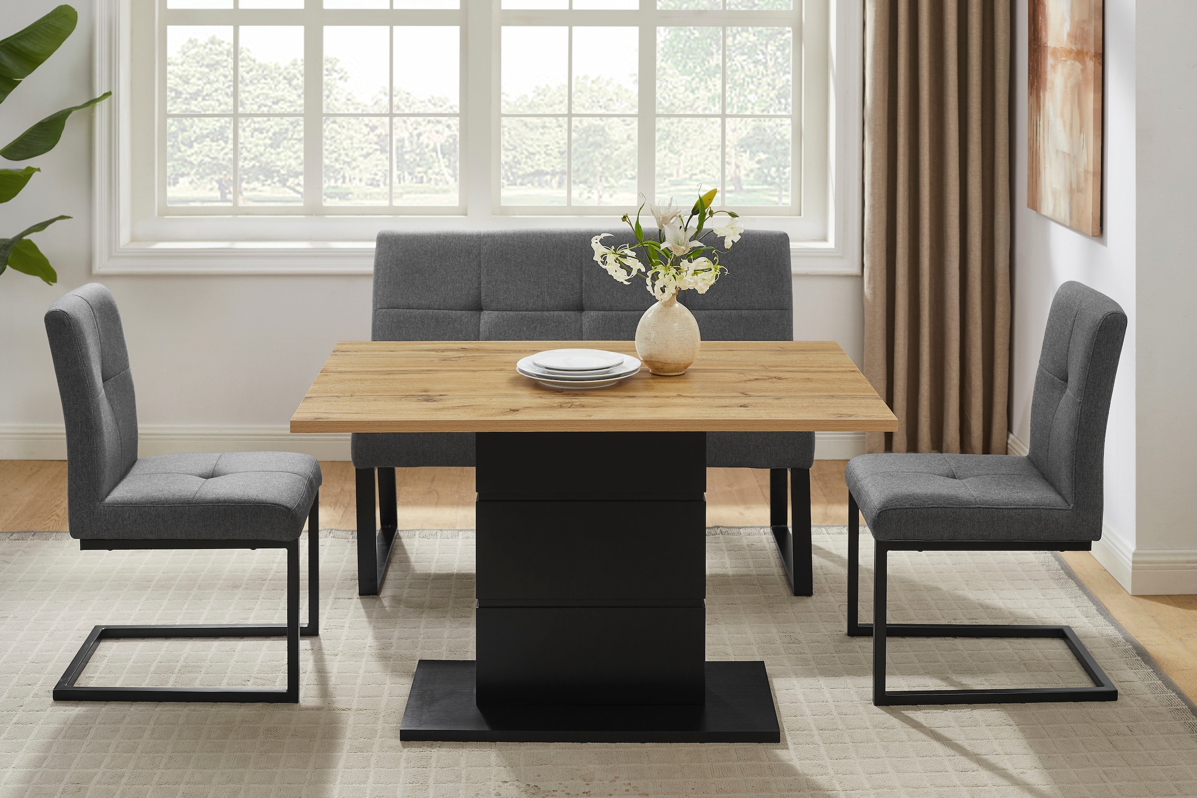 OTTO home Bank »Geranie« Strukturstoff Bezug, schwarzes Metallgestell, Breite 121 cm