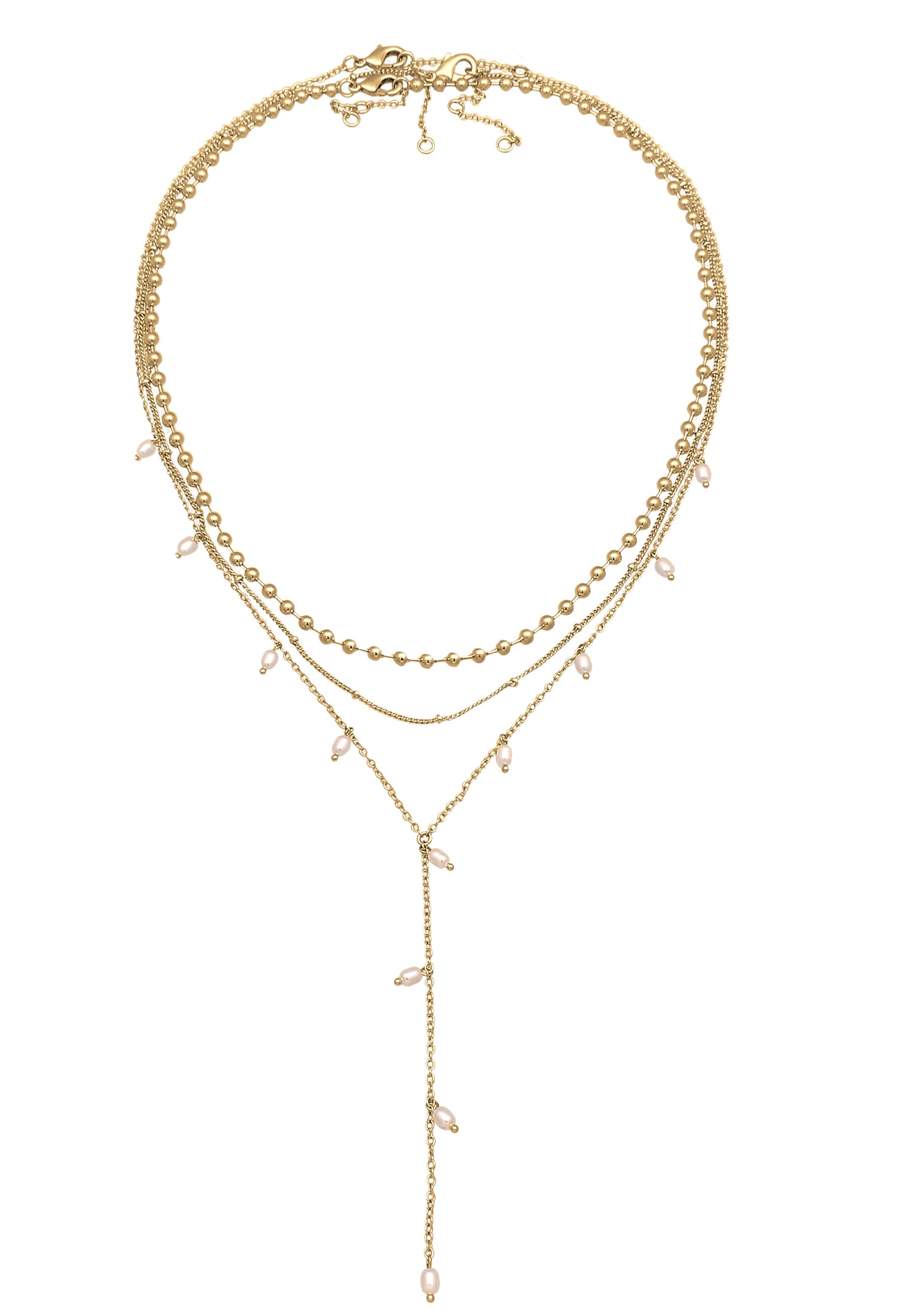 Elli Silberkette »Halskette Y-Kette Layer Kugel Perlen Design Silberfarben 3er Set«