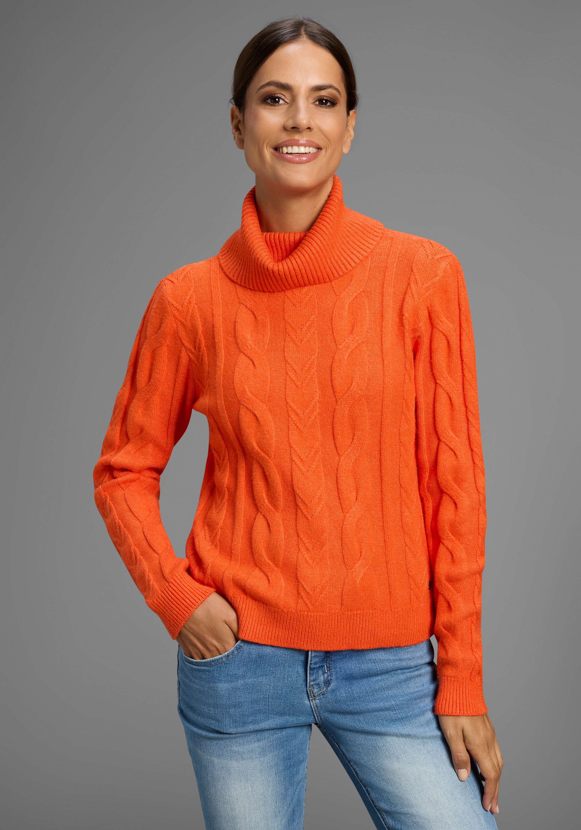 KangaROOS Rollkragenpullover mit Zopfstrickmuster