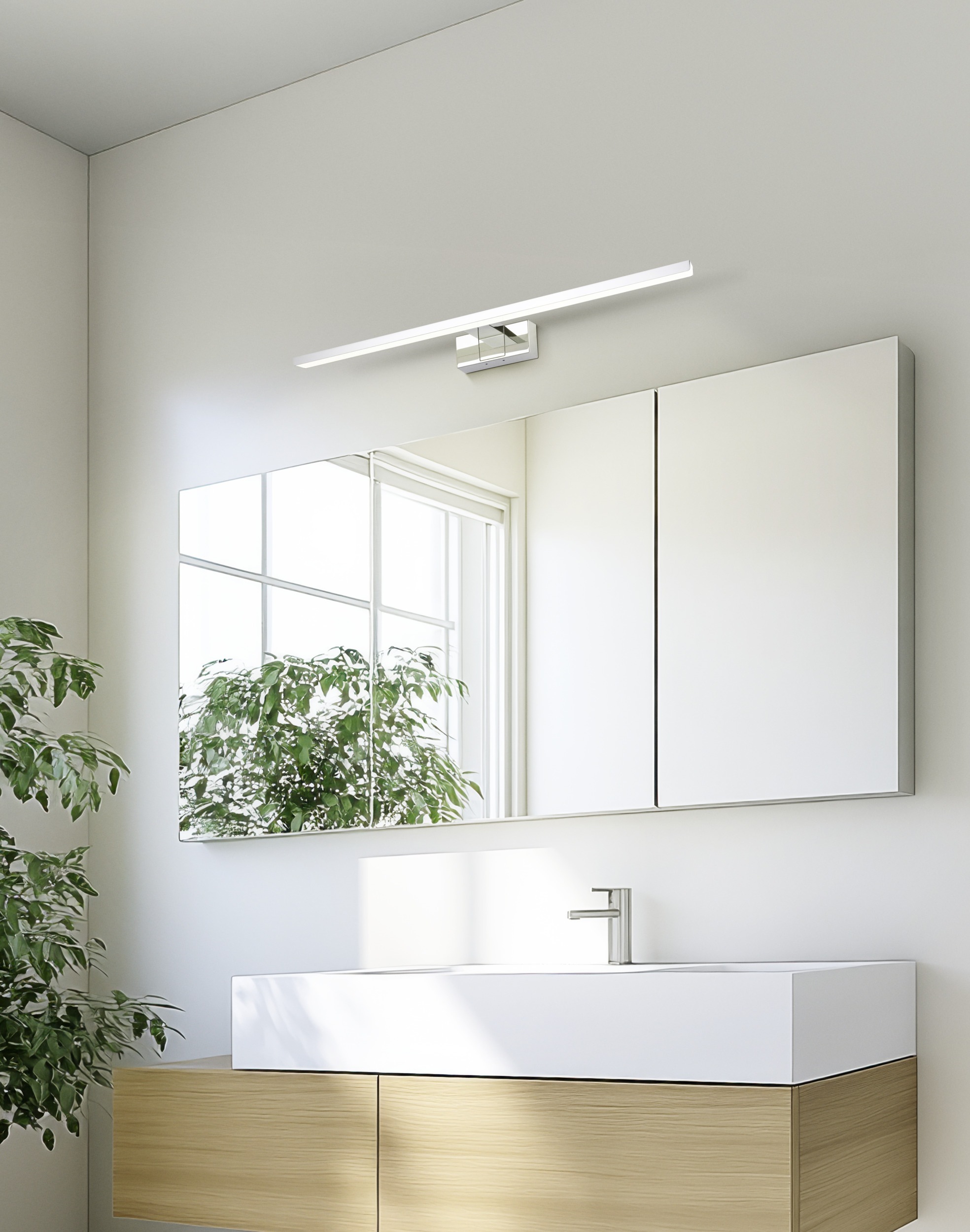 EGLO Spiegelleuchte »CONETTILLA Spiegellampe - Alu - LED - 10W - IP44« LED-Modul 1 Stk. Kaltweiß | Neutralweiß | Warmweiß Wandlampe, Badezimmerlampe, Bad, L60 x H5 x AL13 cm